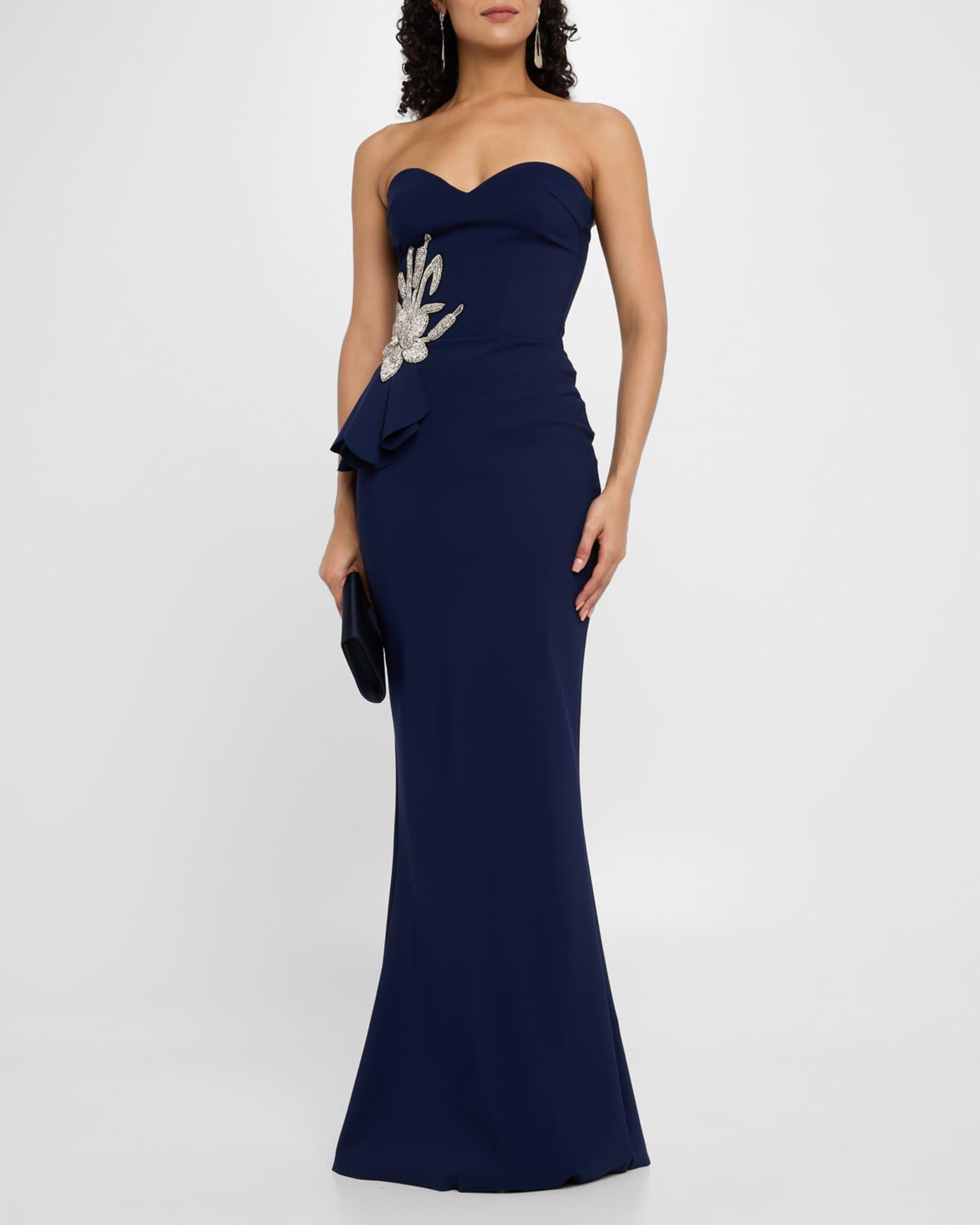 Strapless Flower-Embellished Mermaid Gown Product Image