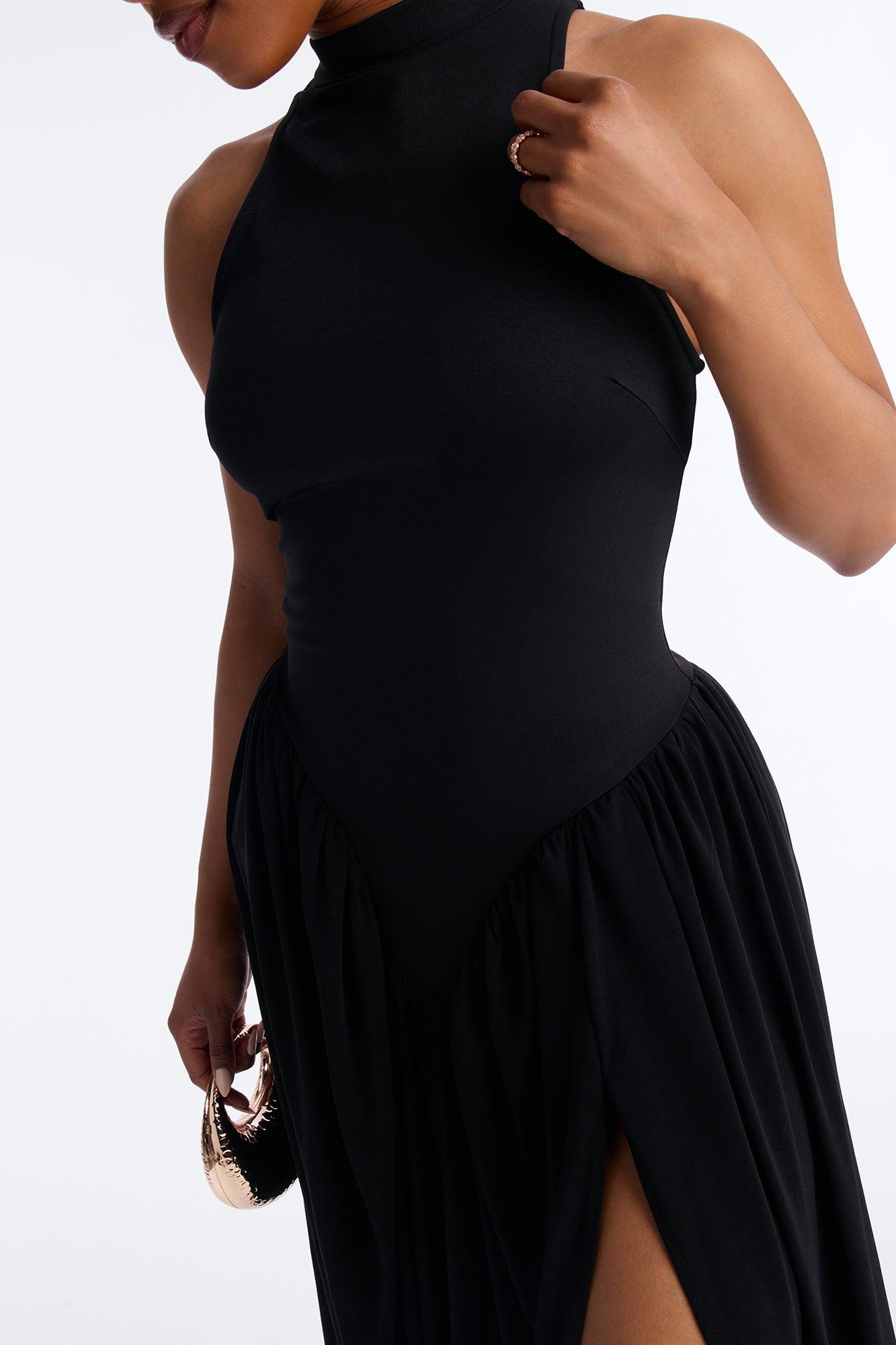 Classic Charm Drop Waist Maxi Dress - Black Female Product Image