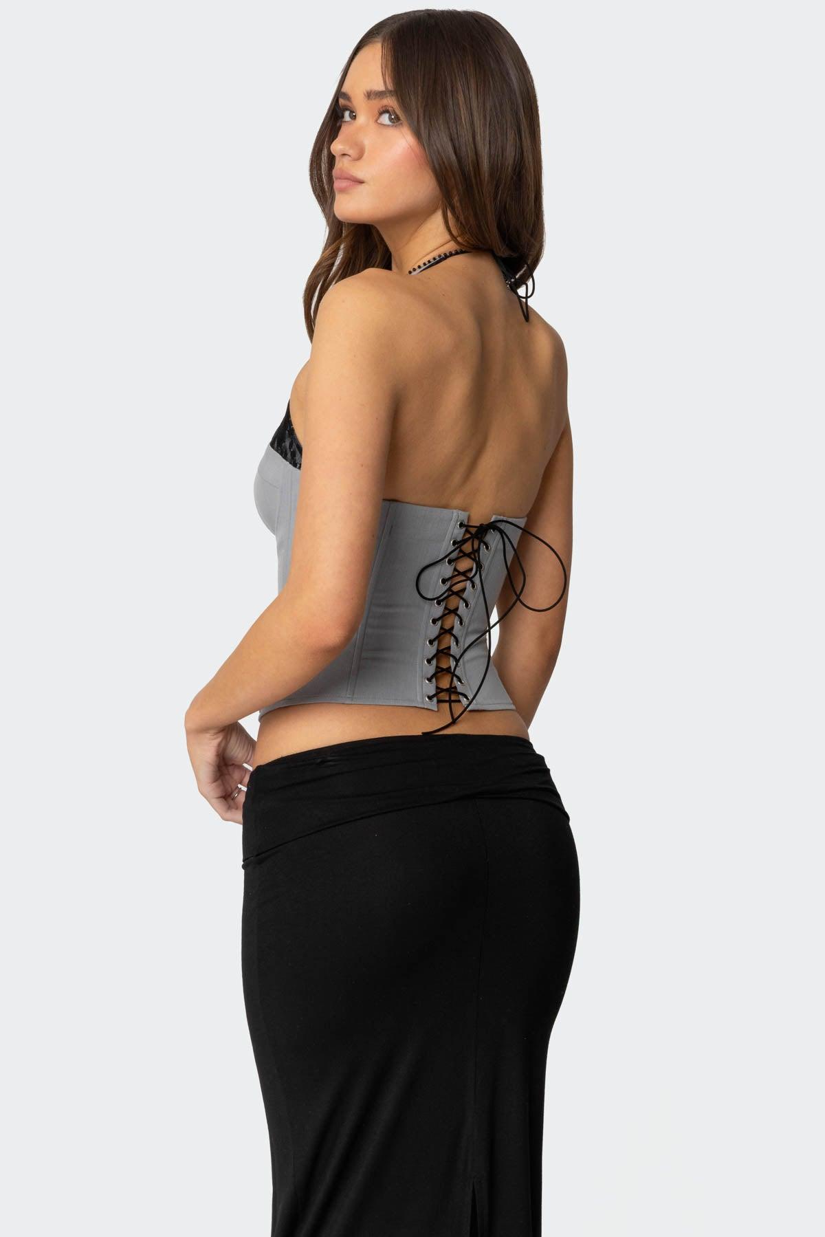 Jara Layered Lace Halter Corset Product Image