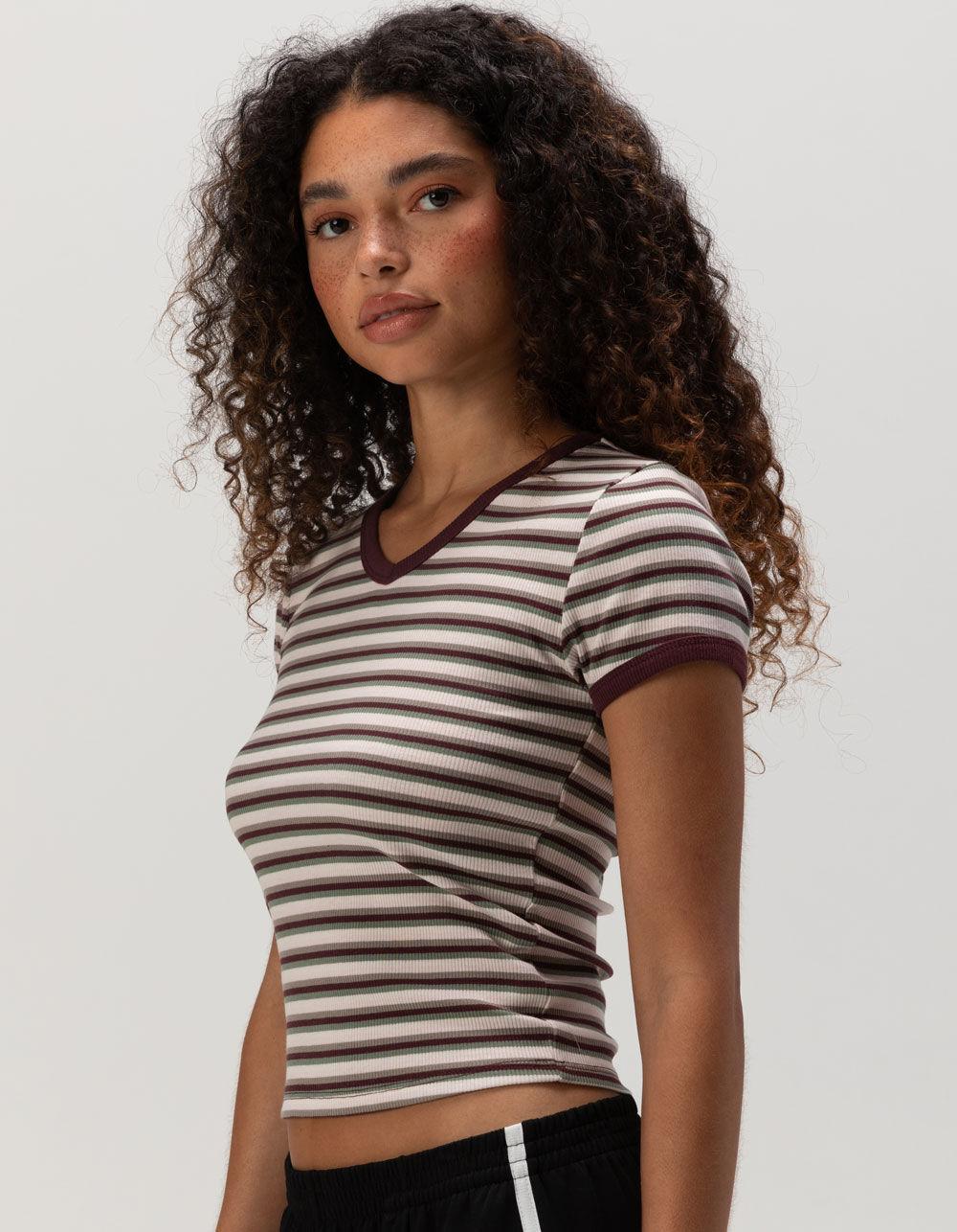 FULL TILT V-Neck Womens Baby Tee - BLUE Product Image