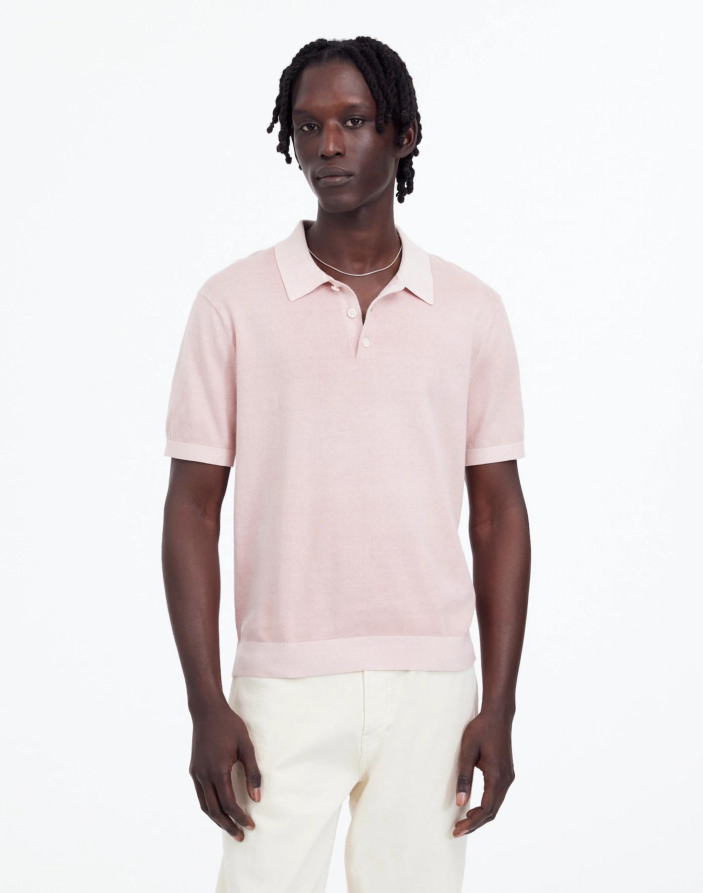 Three-Button Sweater Polo Shirt Product Image