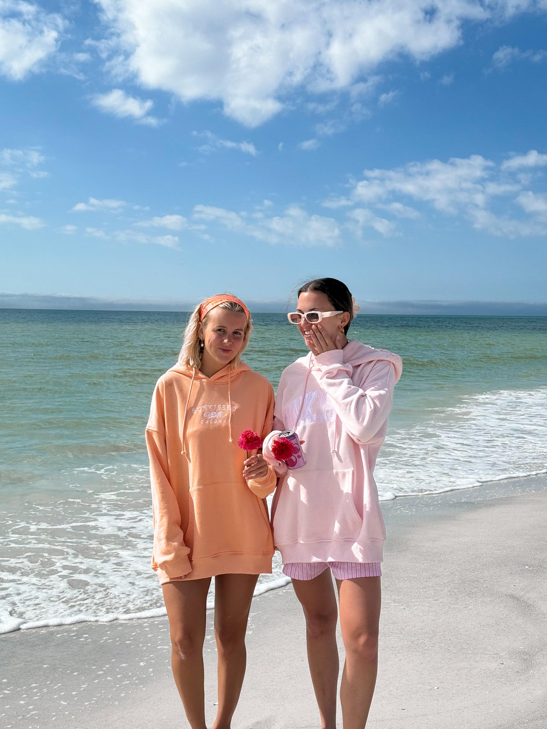 Sherbet Orange Sunkissedcoconut Embroider Hoodie Product Image