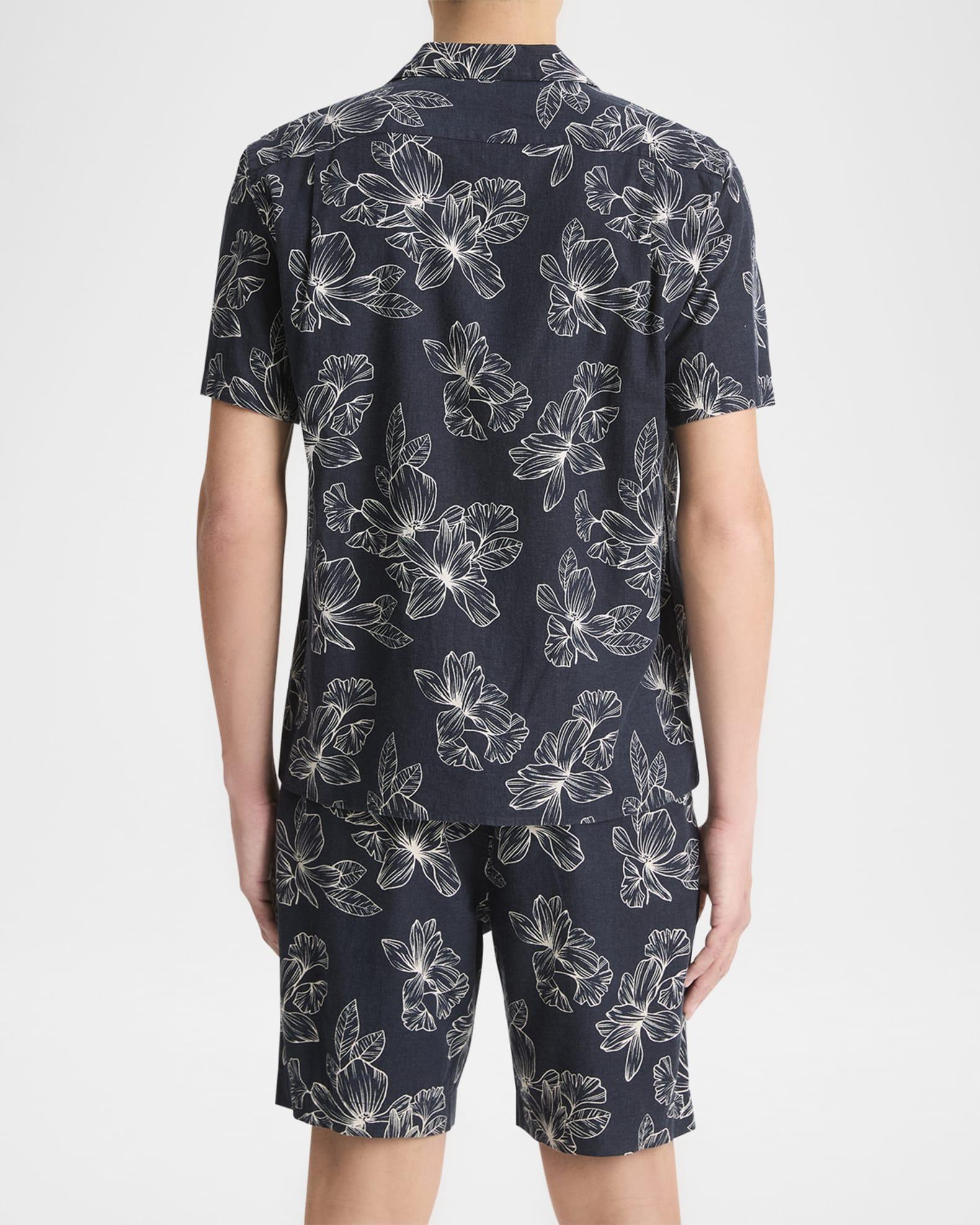 Men's Floral Linen-Blend Cabana Shirt Product Image