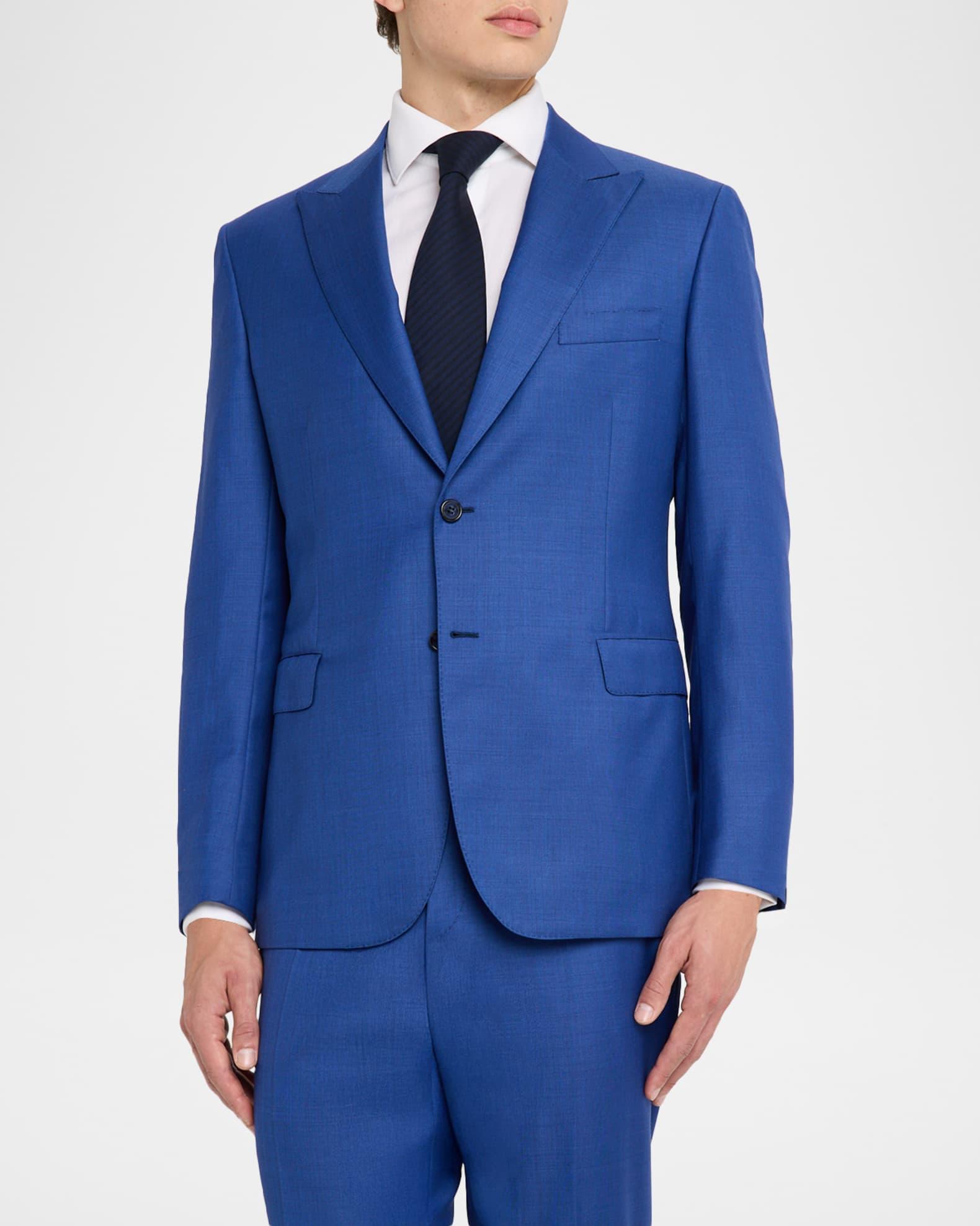 Men's Sharkskin Wool Peak-Lapel Suit Product Image