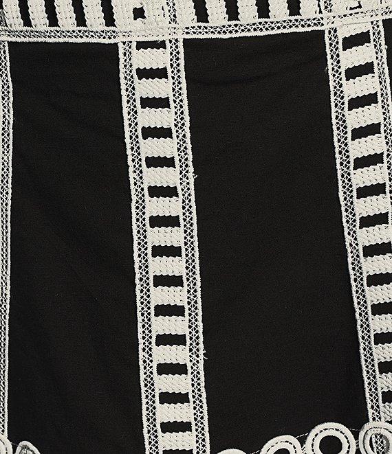 MISOOK Woven Eyelet Lace Contrast Trim Round Neck Sleeveless Fit And Flare Maxi Dress Product Image