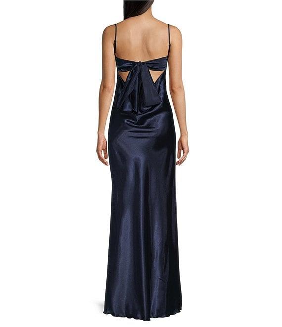 Jump Satin Square Neck Tie Back Maxi Gown Product Image
