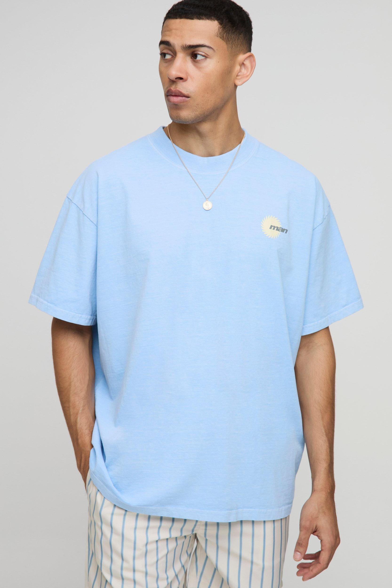 Oversized Extended Neck Washed Man Graphic T-Shirt | boohooMAN USA Product Image
