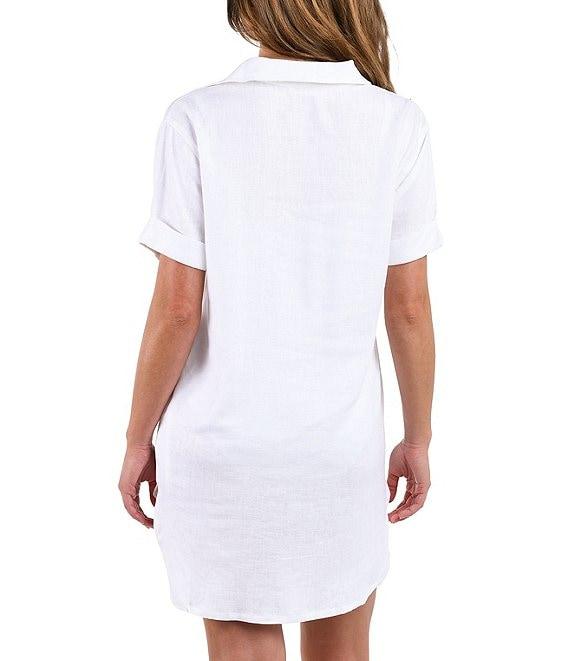 La Blanca Delphine Coast Point Collar Shirt Dress Swim Cover-Up Product Image