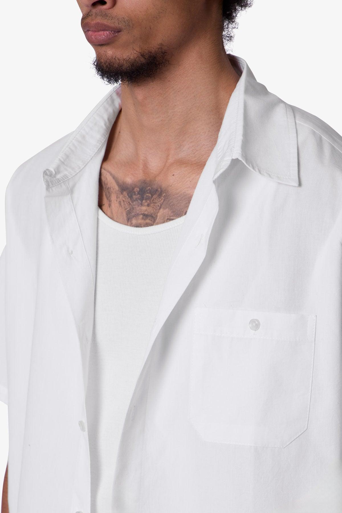 Poplin Cropped S/S Shirt - White Product Image