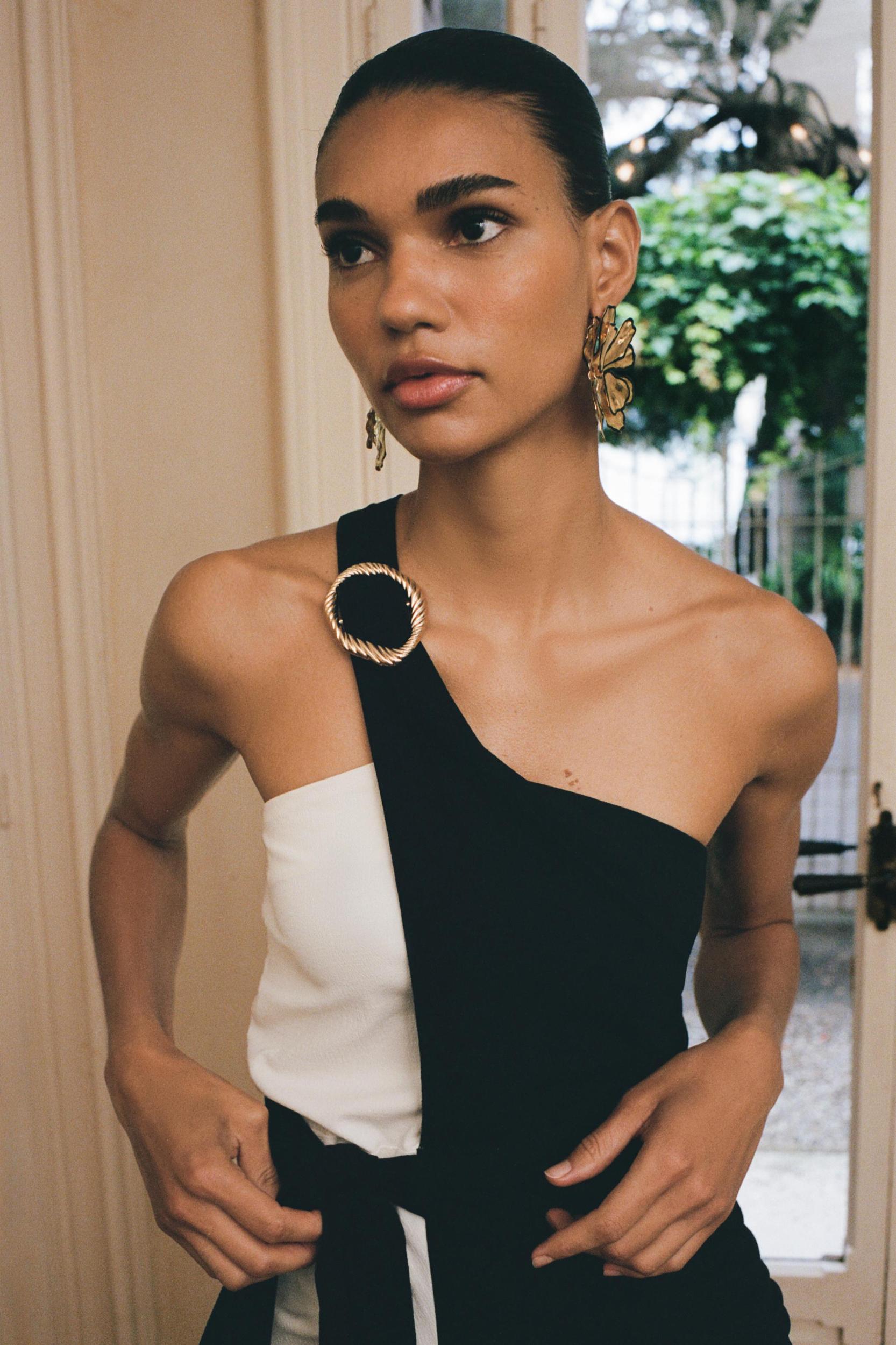 KNOTTED COMBINATION MIDI DRESS Product Image