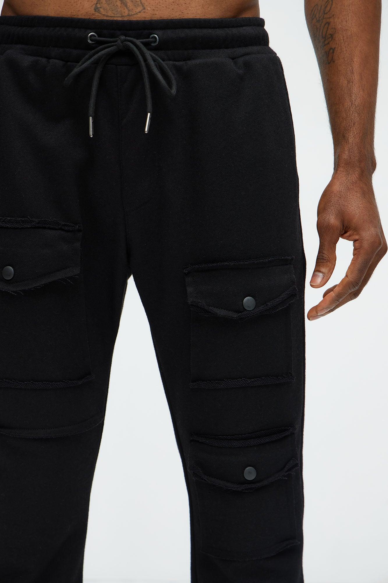 Extra Cargo Flared Sweatpants - Black Product Image