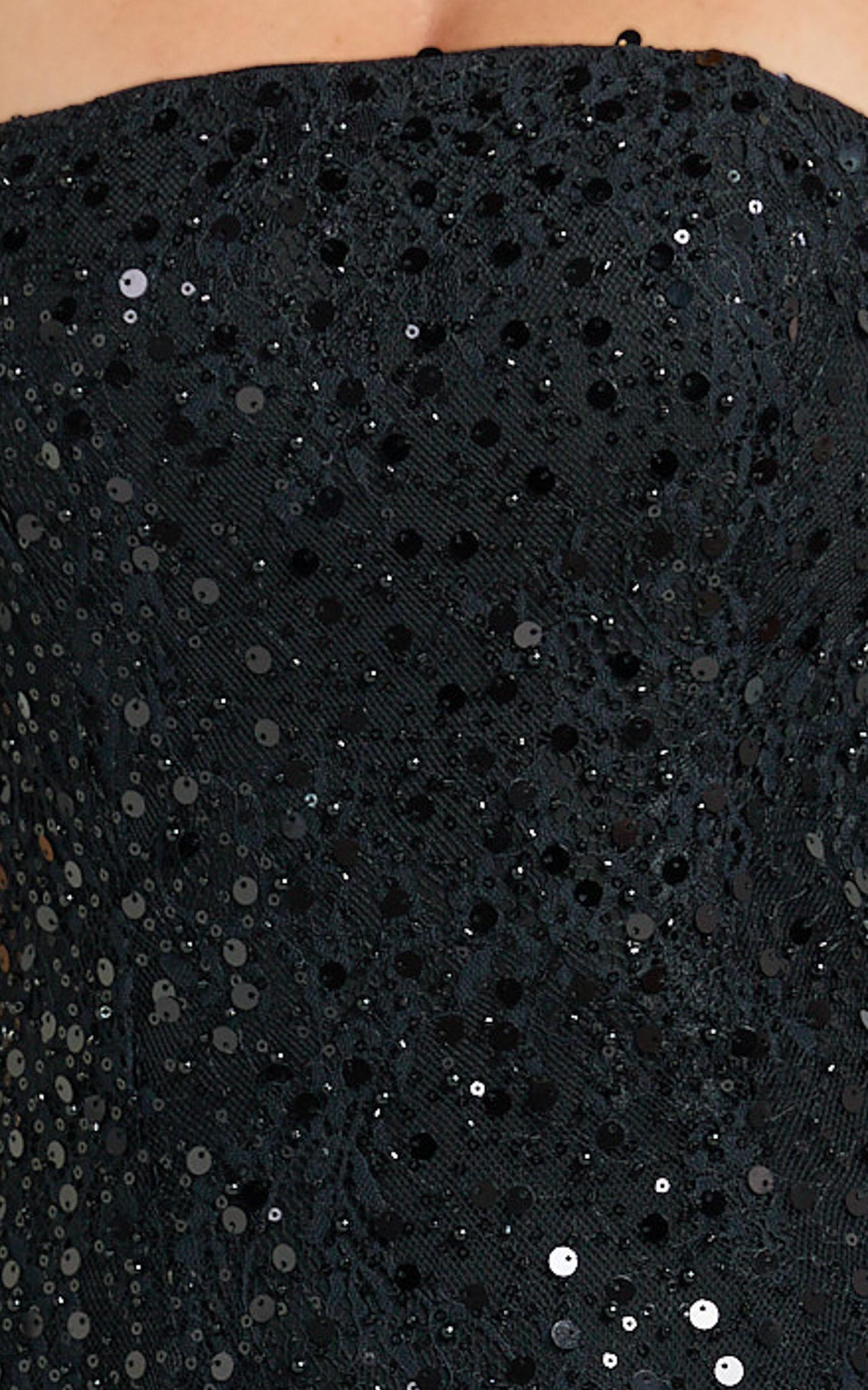 Ines Maxi Dress - Strapless Sequin Fit And Flare Dress in Black Product Image