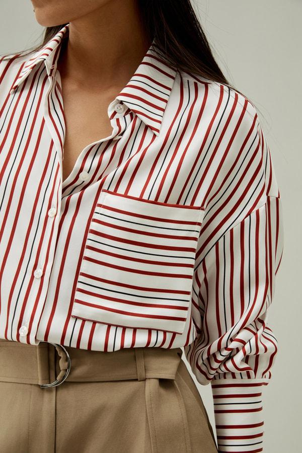 Oversized Striped Silk-Twill Shirt Product Image