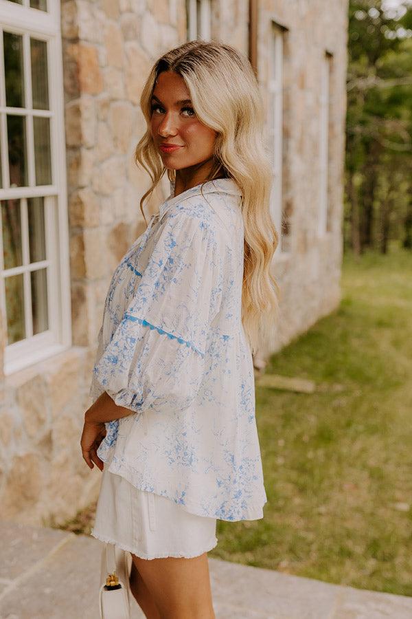 Boho Charm Floral Top in Sky Blue Product Image