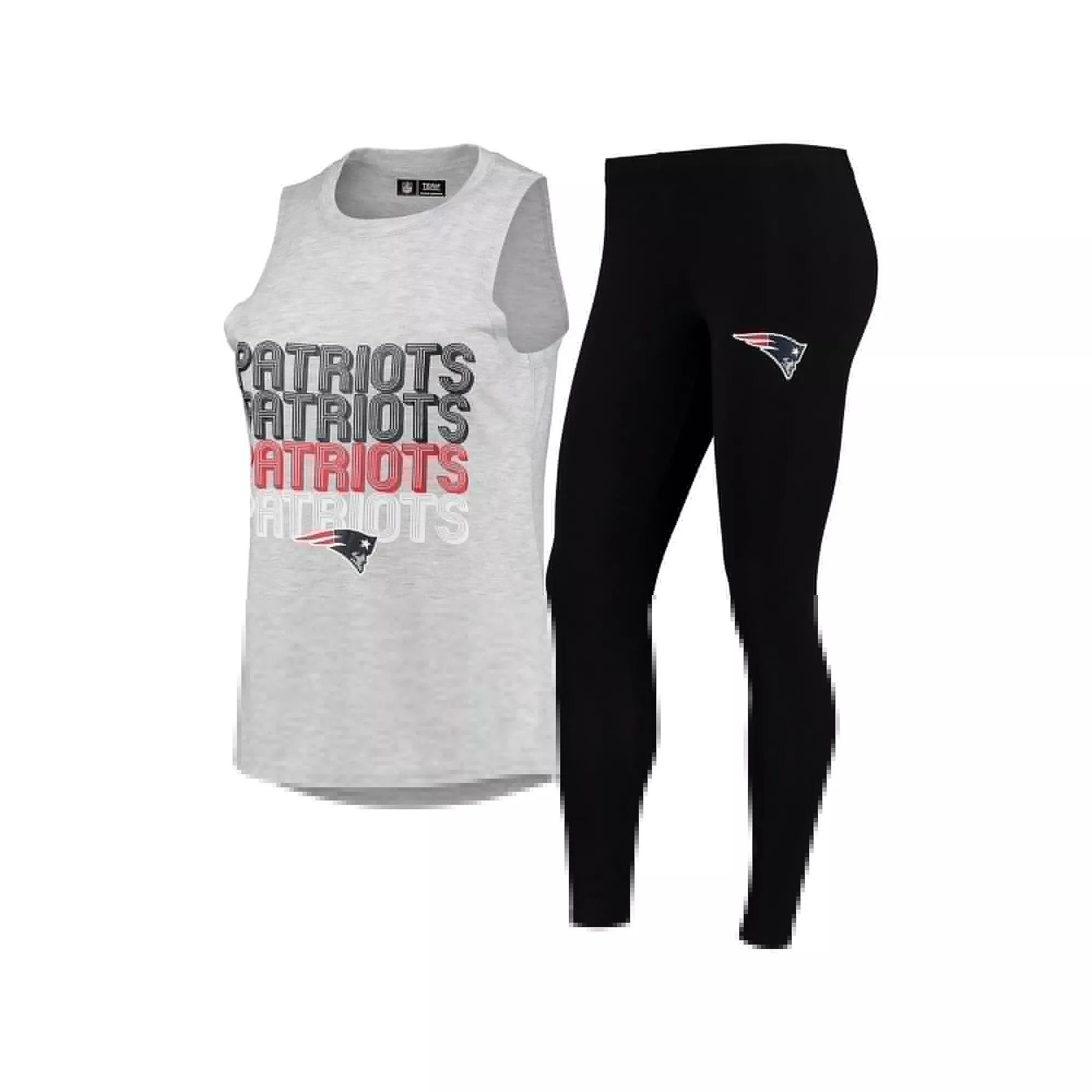 Women's Concepts Sport Heathered Gray/Black New England Patriots Profound Tank Top & Leggings Sleep Set,  Product Image