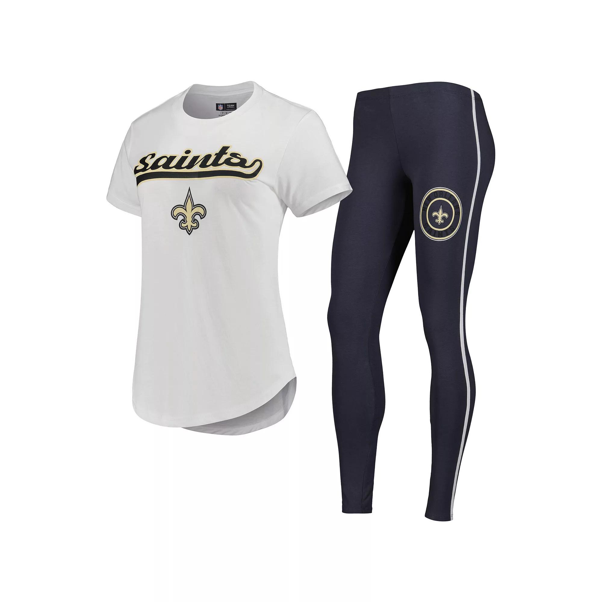Women's Concepts Sport White/Charcoal New Orleans Saints Sonata T-Shirt & Leggings Sleep Set,  Product Image