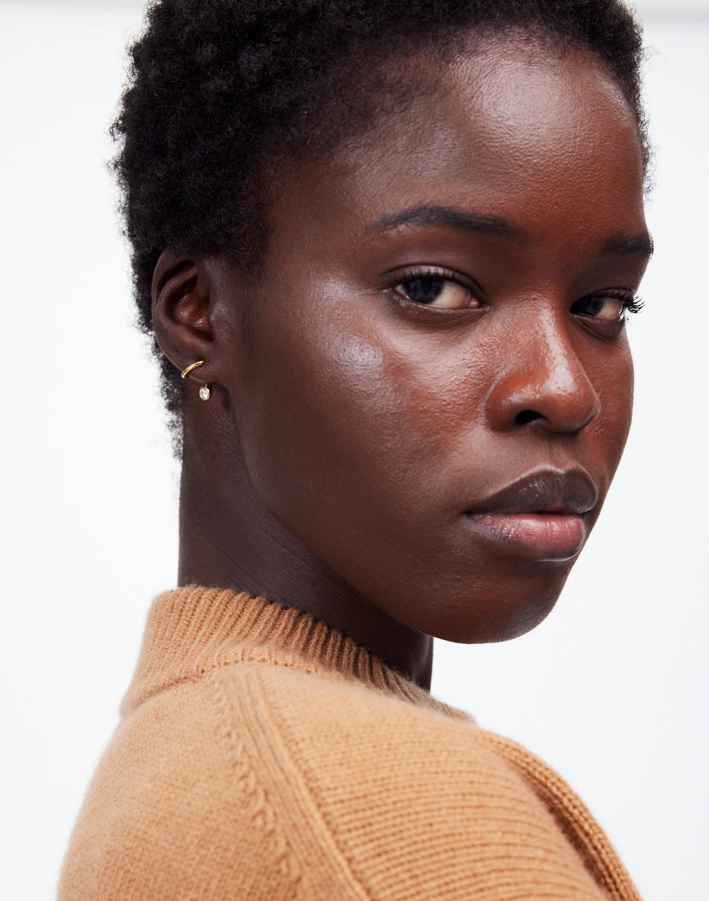 Floating Crystal Huggie Hoop Earrings Product Image