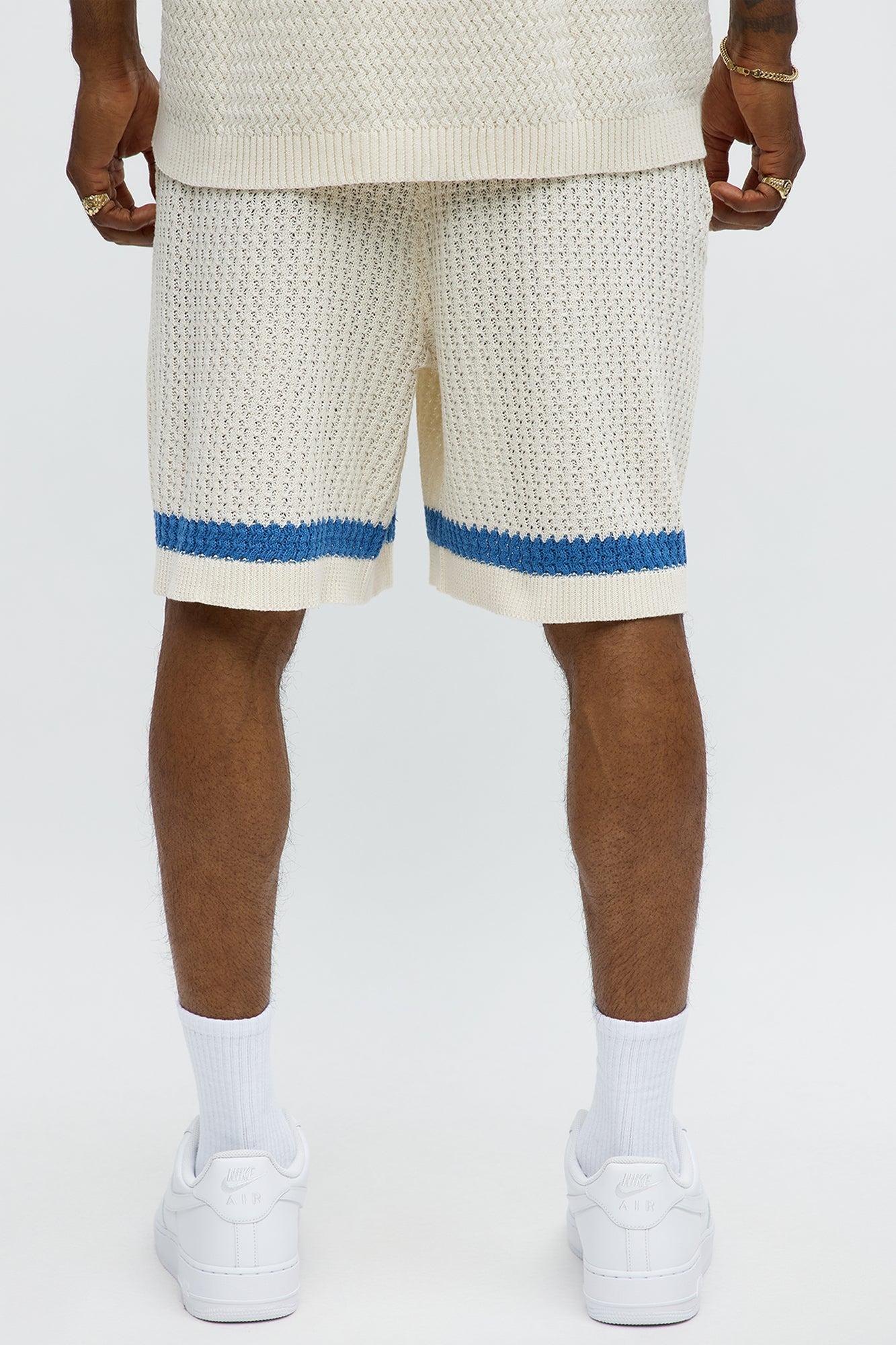 Relaxed Margarita Knit Shorts - White/Blue Male Product Image
