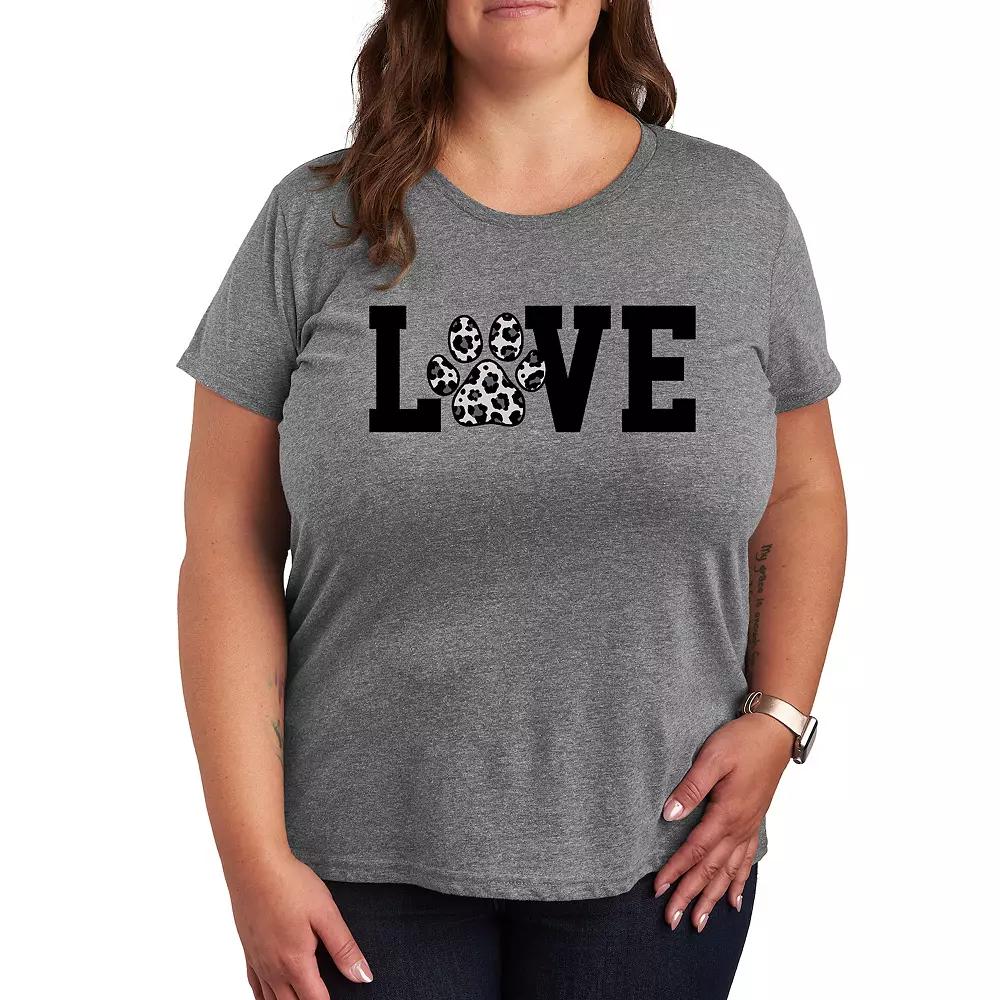 Plus Love Pawprint Snow Leopard Graphic Tee, Women's,  Product Image
