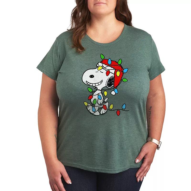 Plus Peanuts Snoopy Christmas Lights Graphic Tee, Women's,  Product Image