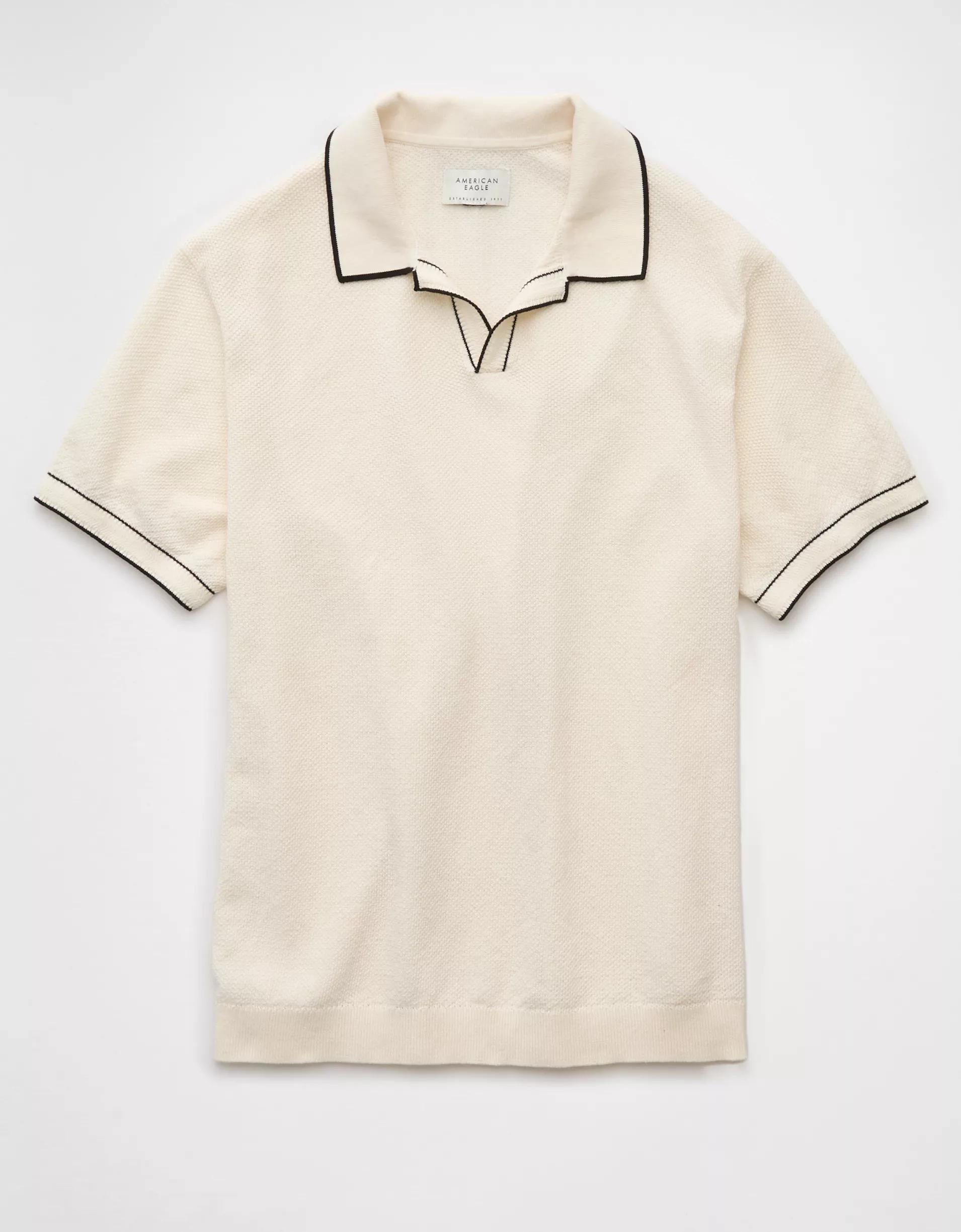 AE Weekend Tipped Sweater Polo Shirt Product Image