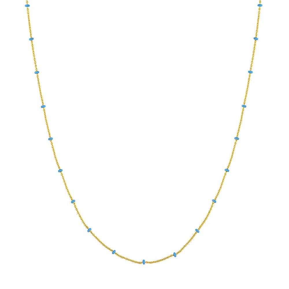 Color Romance 14k Gold Enamel Color Accent Saturn Chain Necklace, Women's, Size: 18", Light Blue Product Image