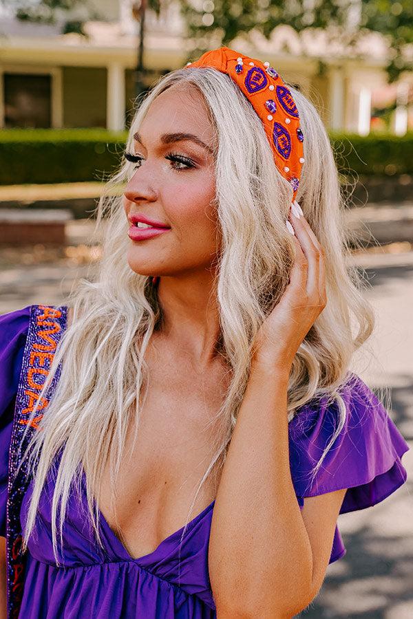 Team Spirit Embellished Headband In Orange Product Image