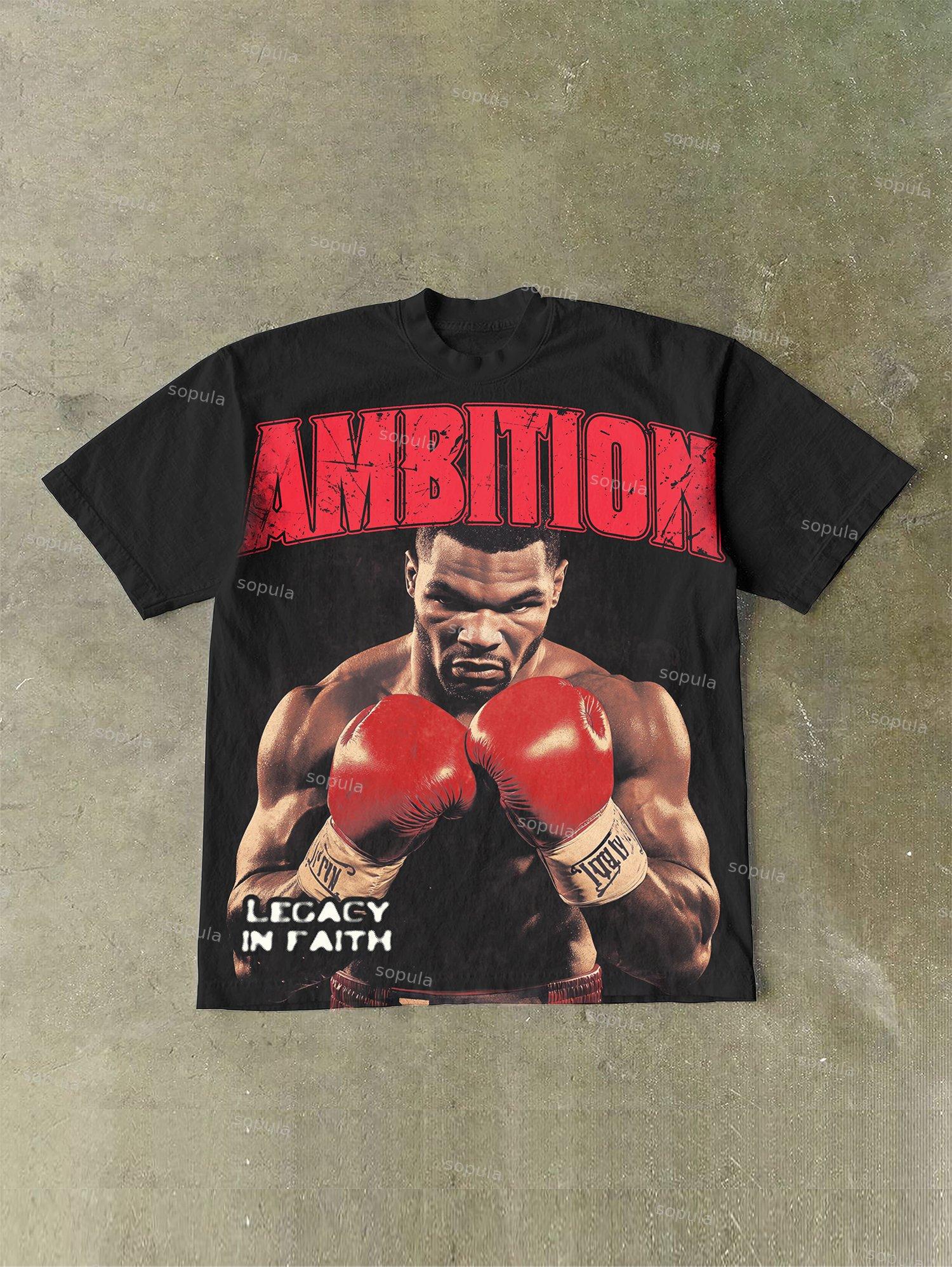 Ambition Legendary Boxer Portrait Dot Graphic Cotton T-shirt Product Image