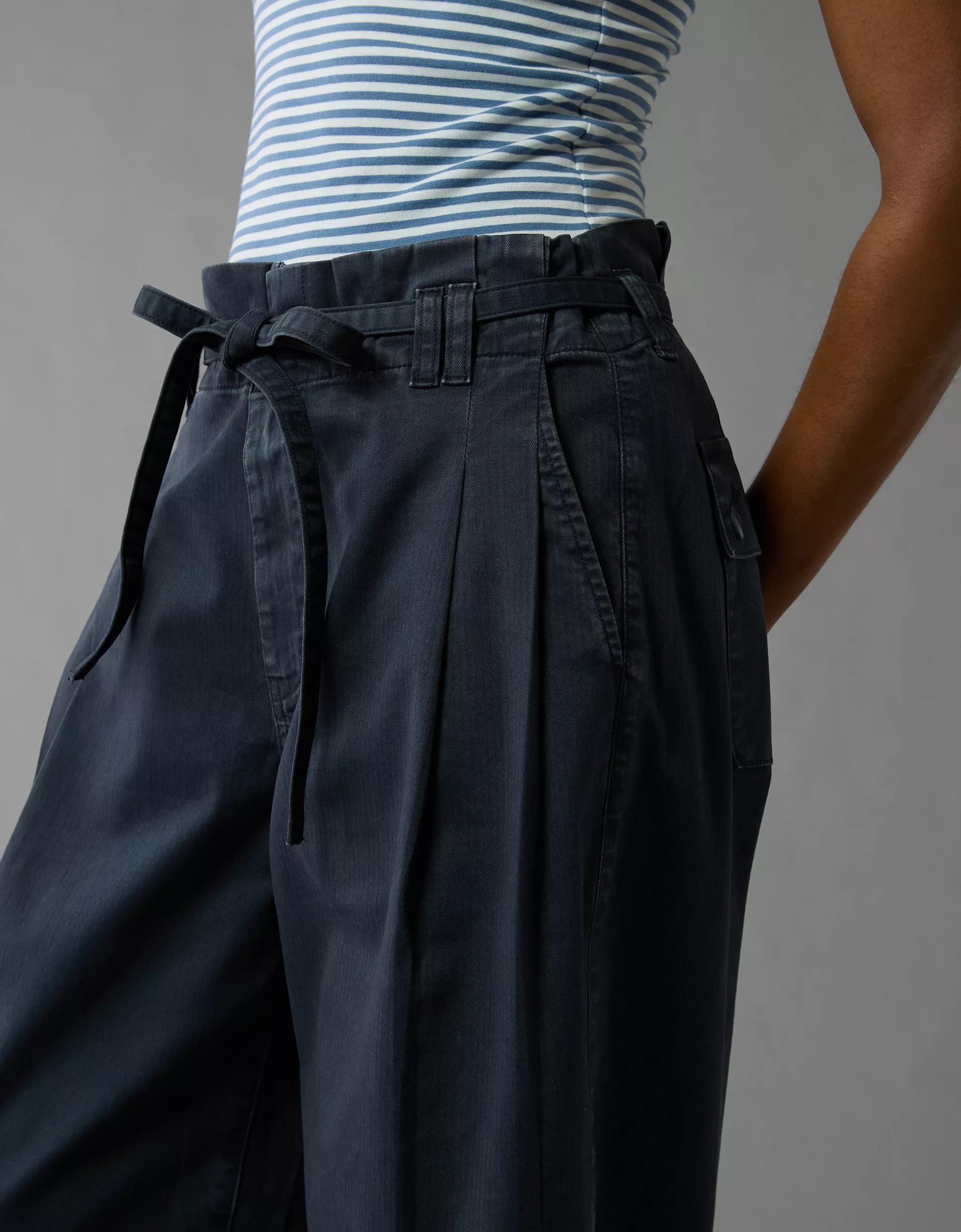 AE Stretch Paperbag Wide-Leg Crop Pant Product Image