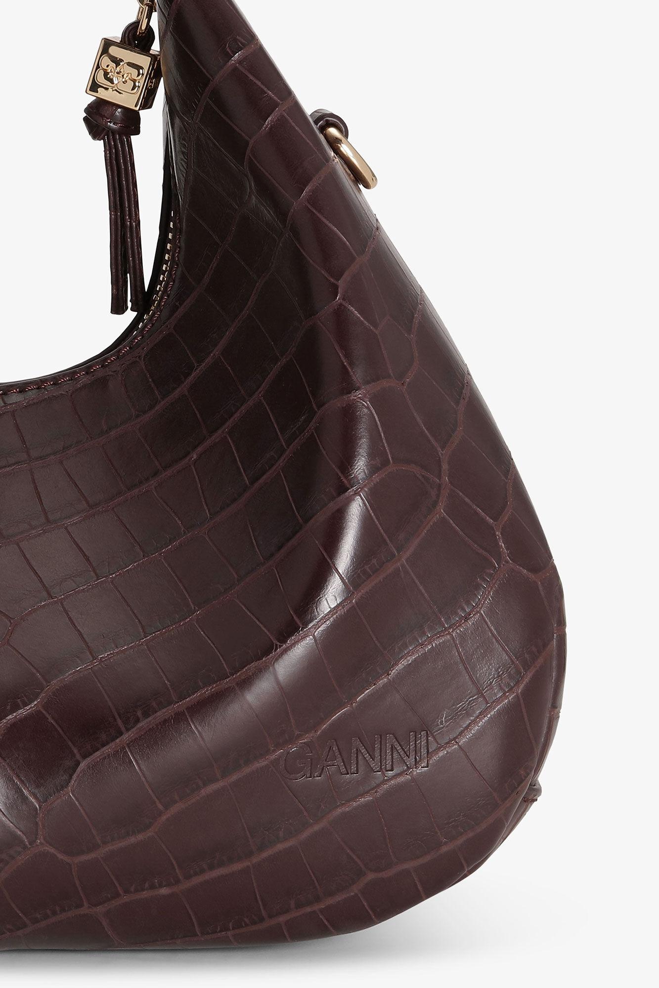 Brown Croco Mini Hobo Bag Product Image