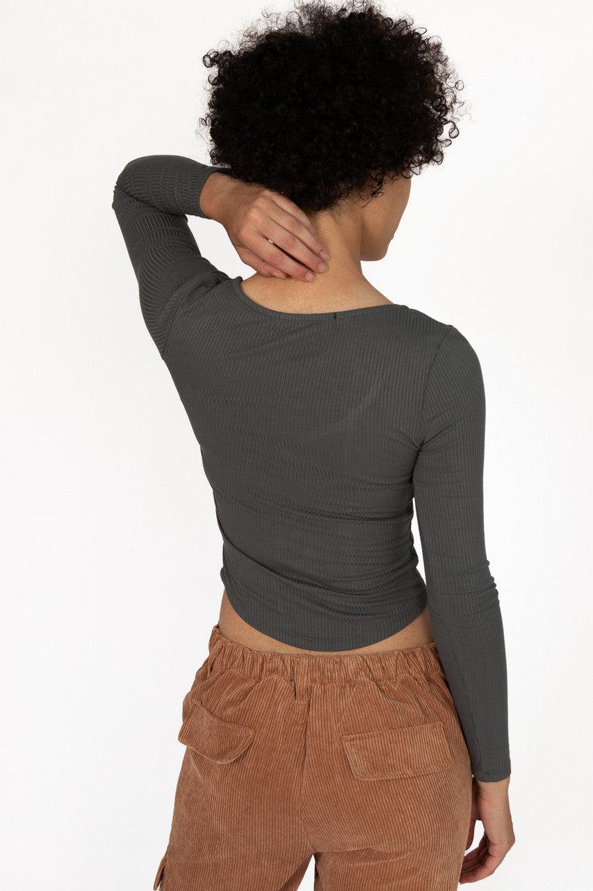 Lace Up Front Long Sleeve Top Product Image