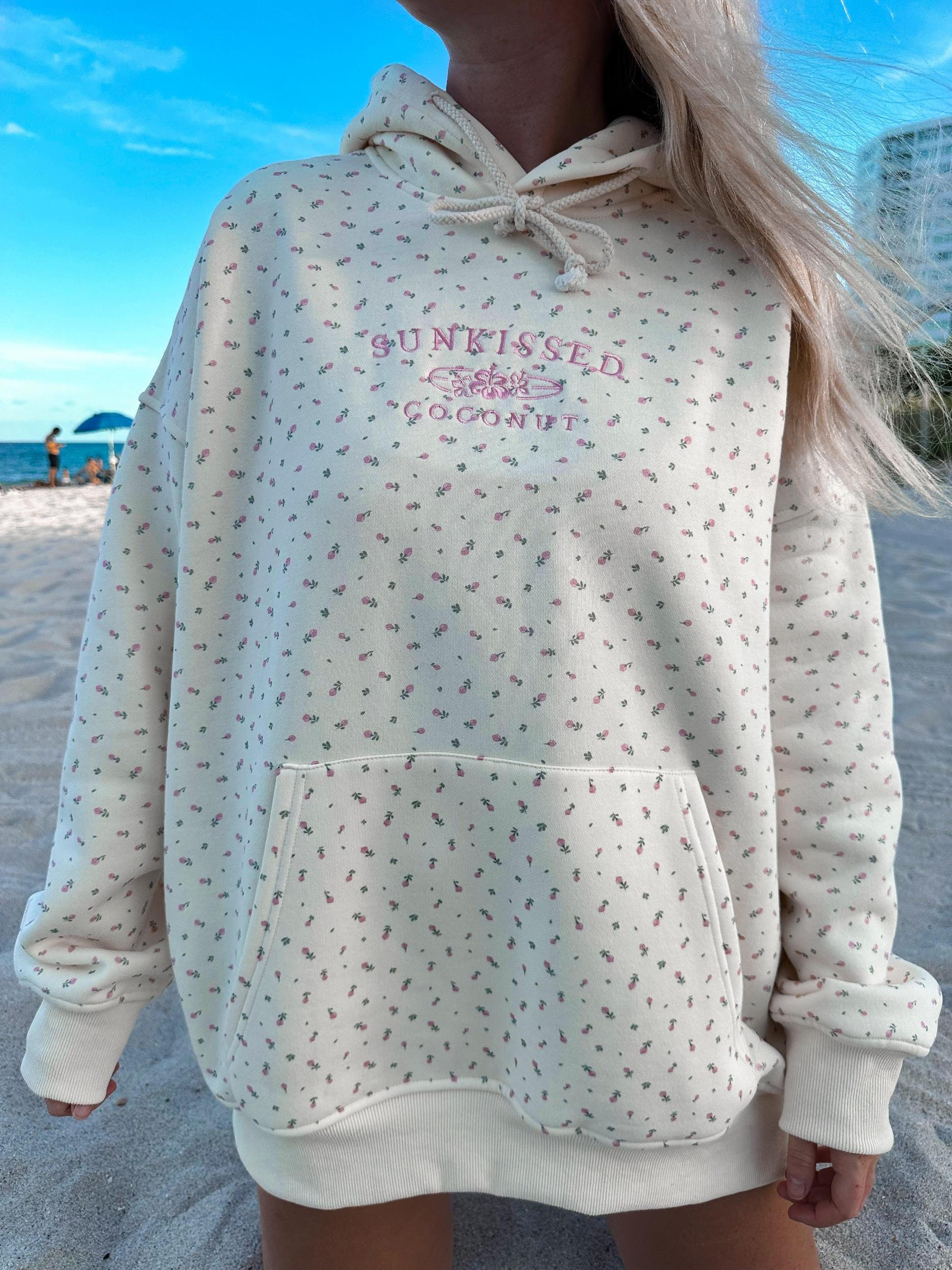 Toasted Cream Roses Embroider Hoodie Product Image