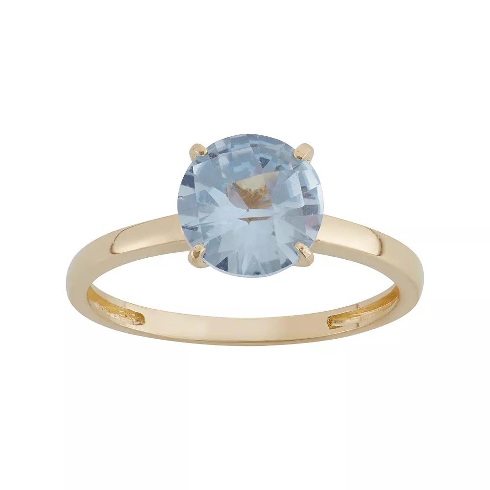 Designs by Gioelli Lab-Created Aquamarine 10k Gold Ring, Women's, Size: 7, Blue Product Image