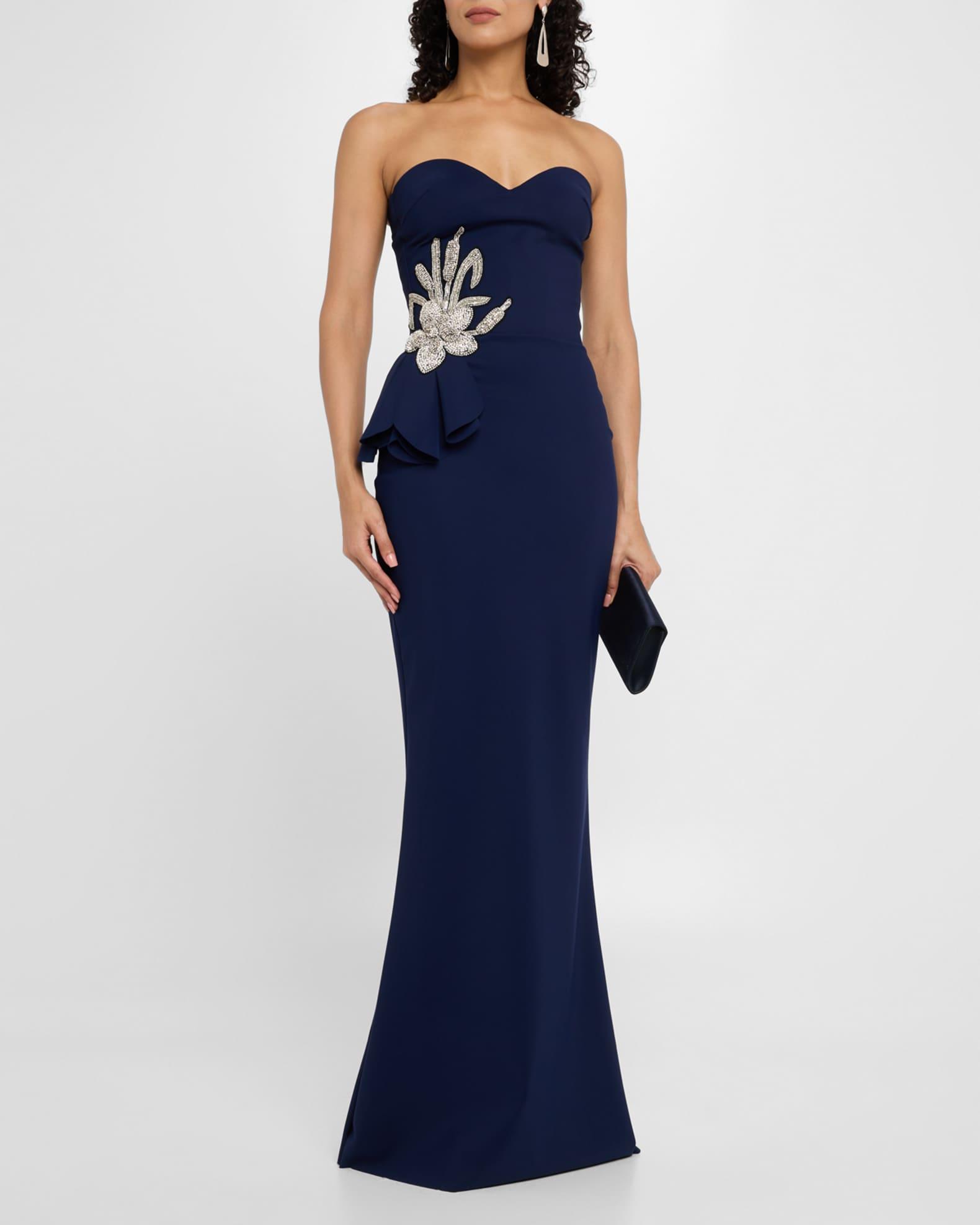 Strapless Flower-Embellished Mermaid Gown Product Image