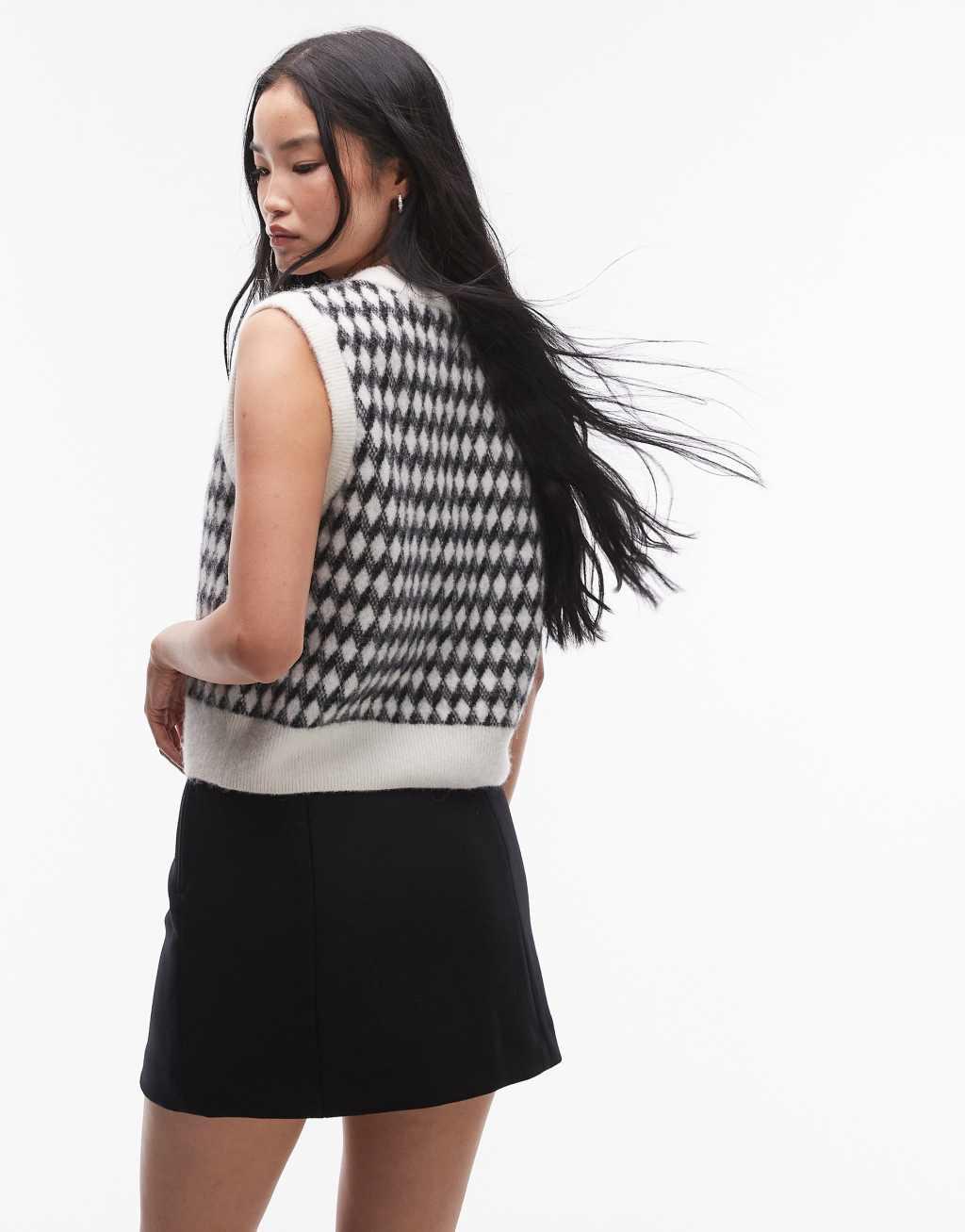 ARKET wool mini skirt with panel detail in black Product Image