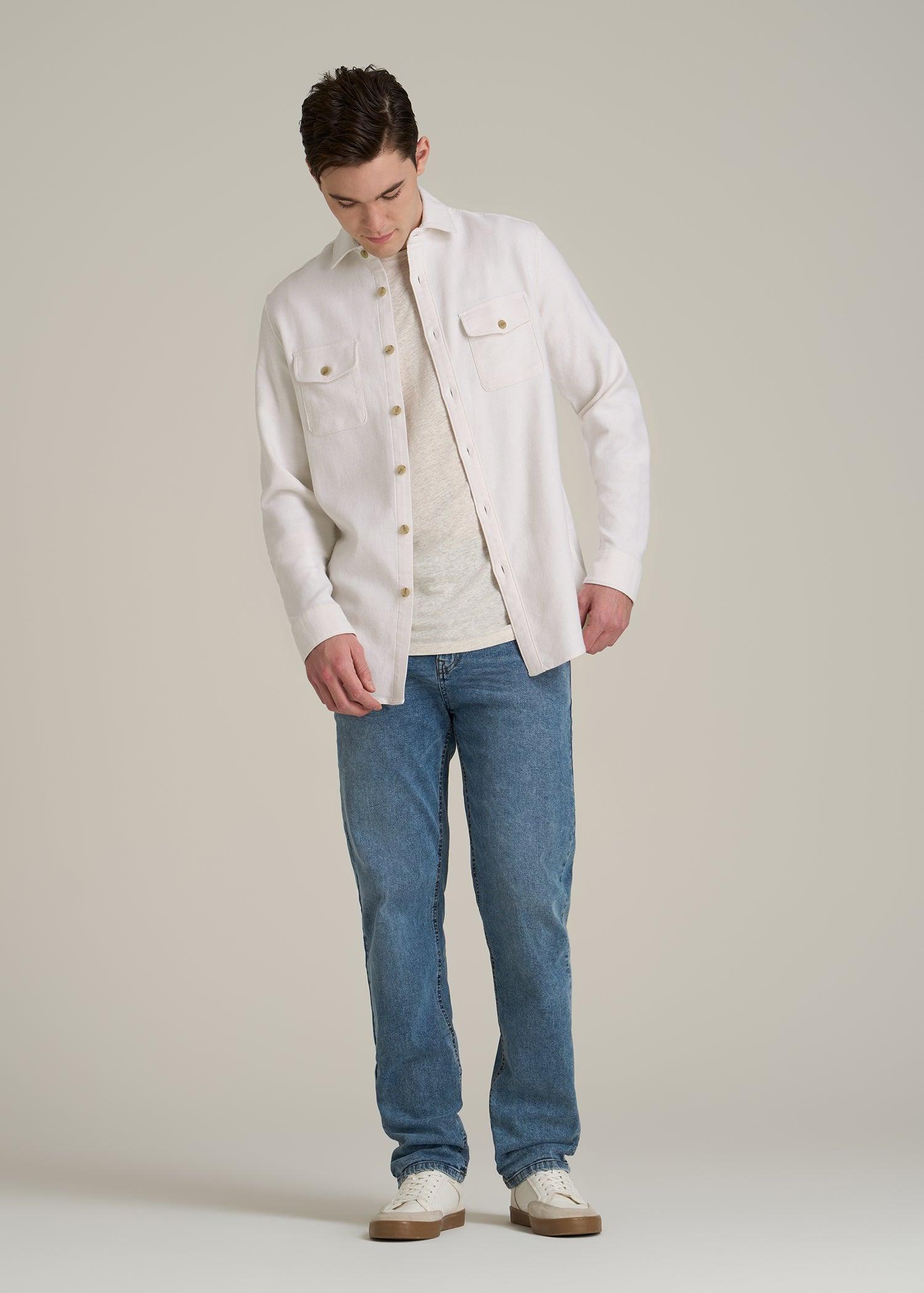 Everyday Comfort Terry Overshirt for Tall Men in White Swan Male Product Image