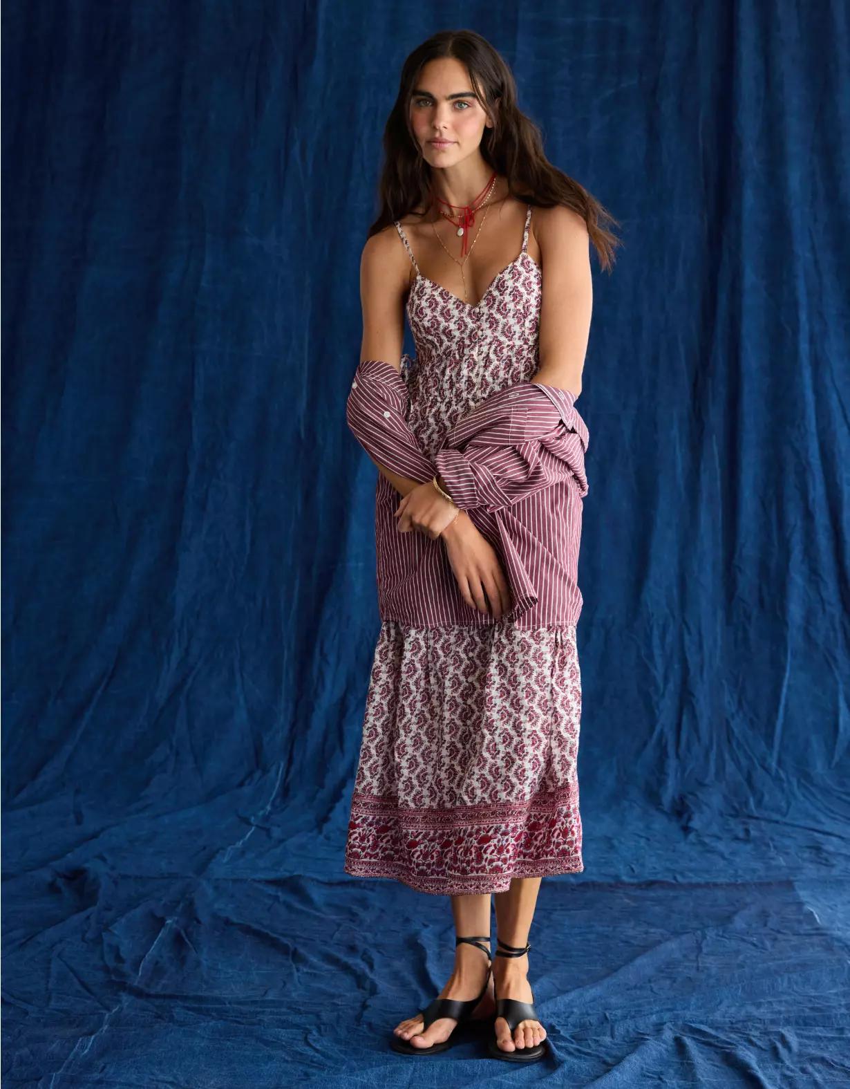 AE V-Neck Side Tie Midi Dress Product Image