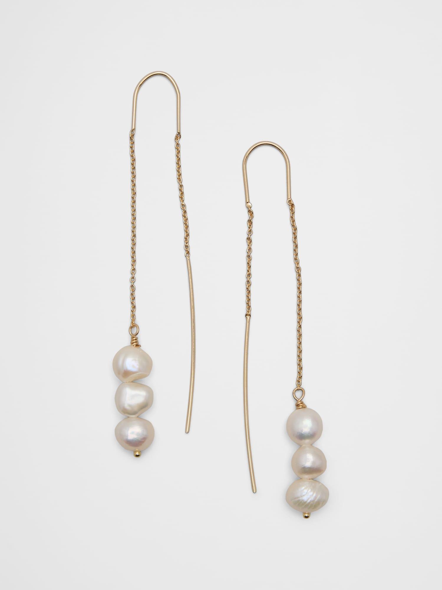 Delicate Pearl Threader Earrings Product Image