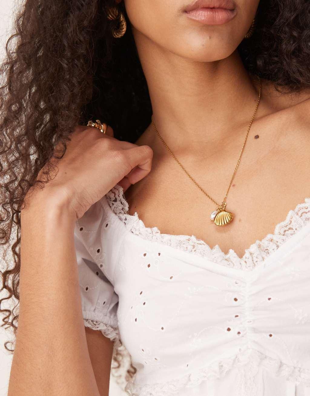 ASOS DESIGN puff sleeve eyelet milkmaid top with lace trim in white Product Image