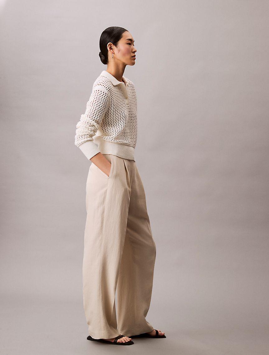 Open Stitch Polo Sweater Product Image