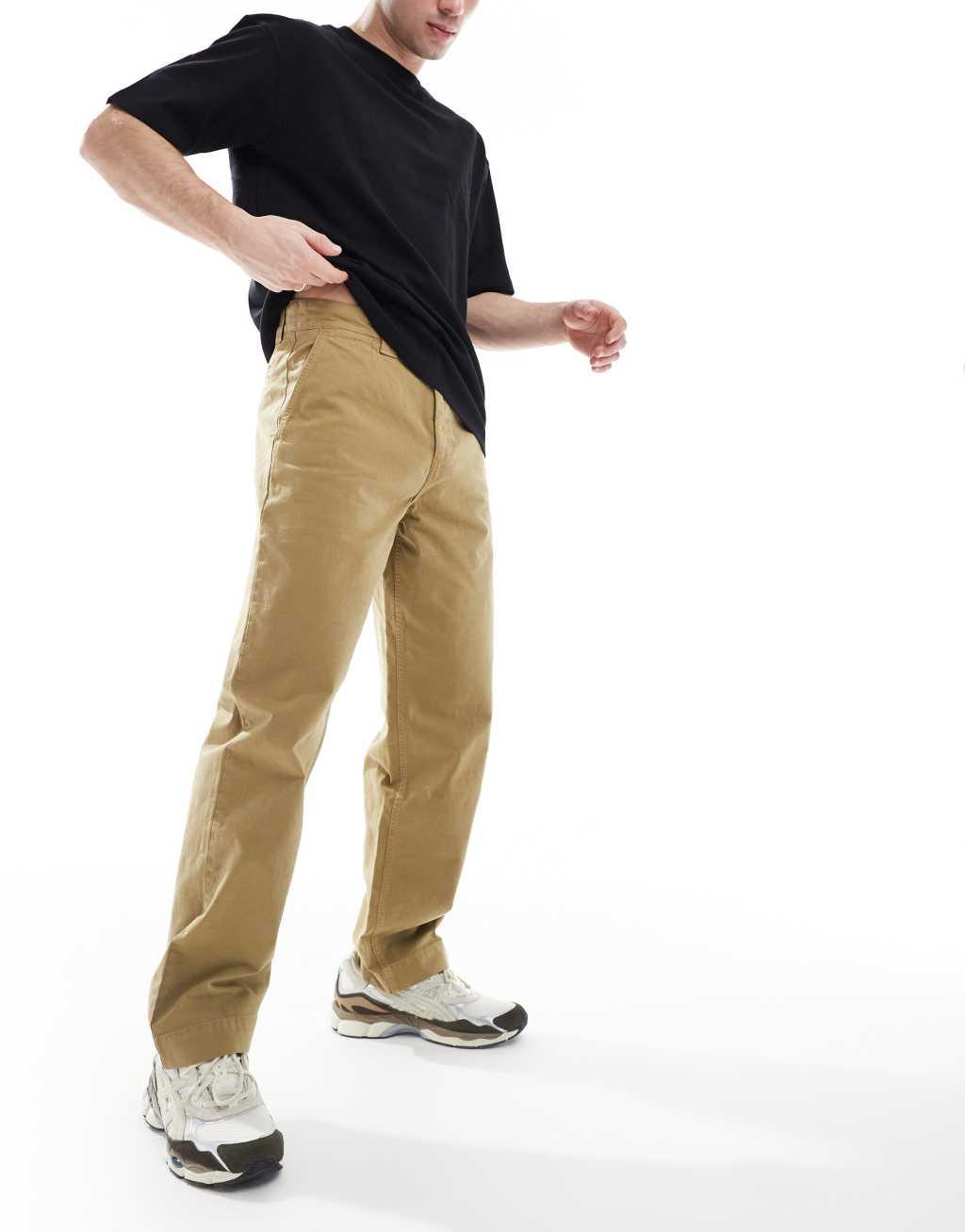 BOSS Orange chino straight cotton pants straight fit in beige Product Image