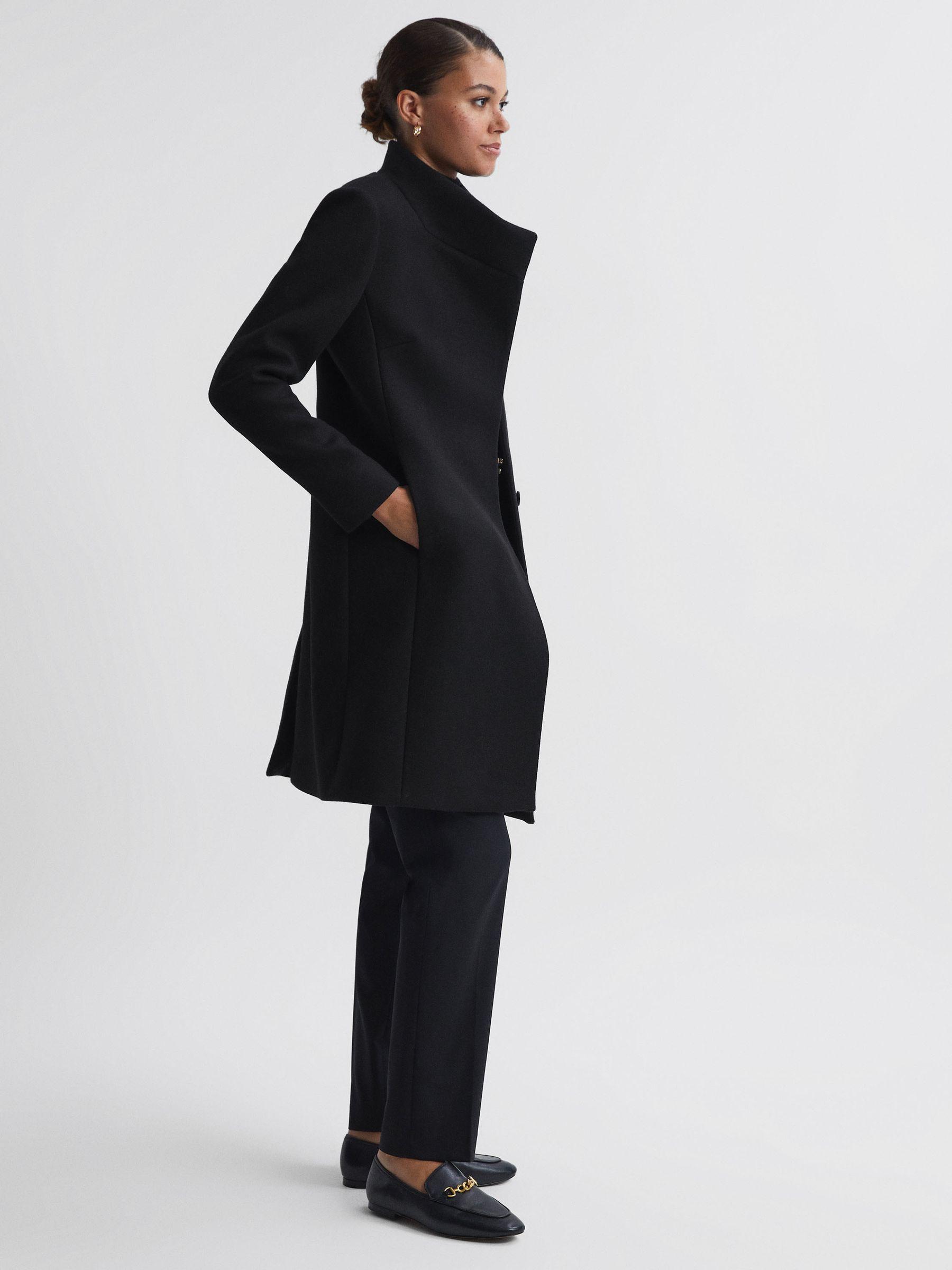 Petite Wool Blend Mid-Length Coat in Black Product Image