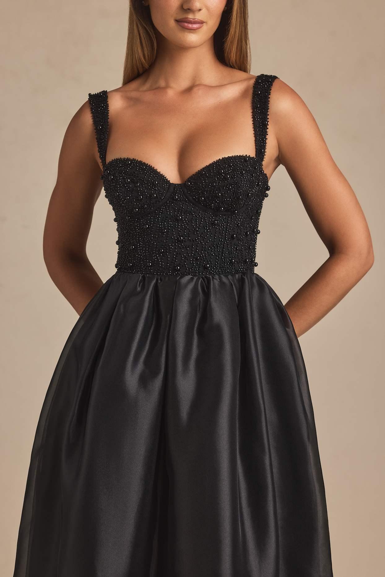 Embellished Corset Gown in Black Product Image