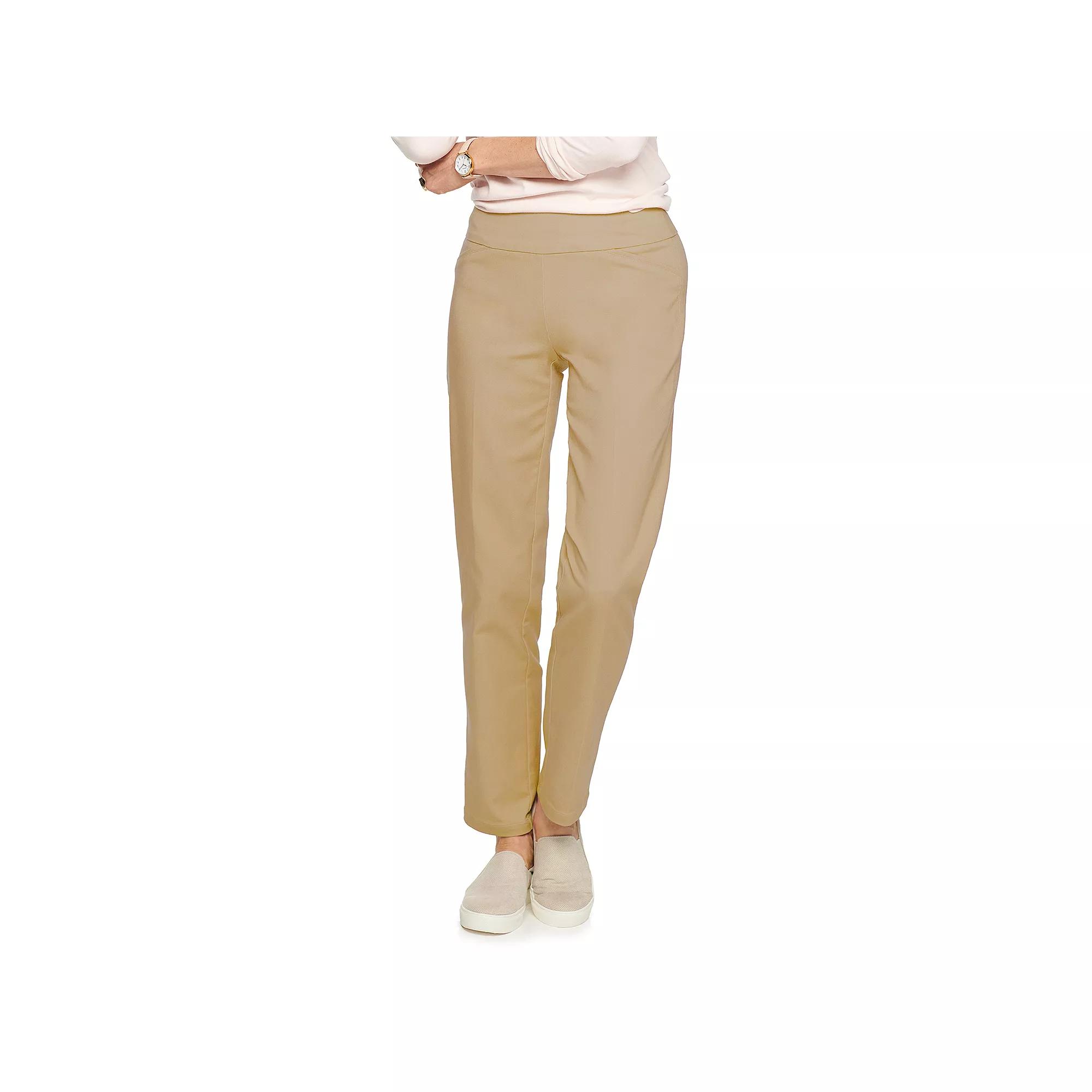 Petite Women's Croft & Barrow® 4-Pocket Effortless Stretch Pull-On Straight-Leg Pants, Size: 12P-Short, Cobblestone Product Image