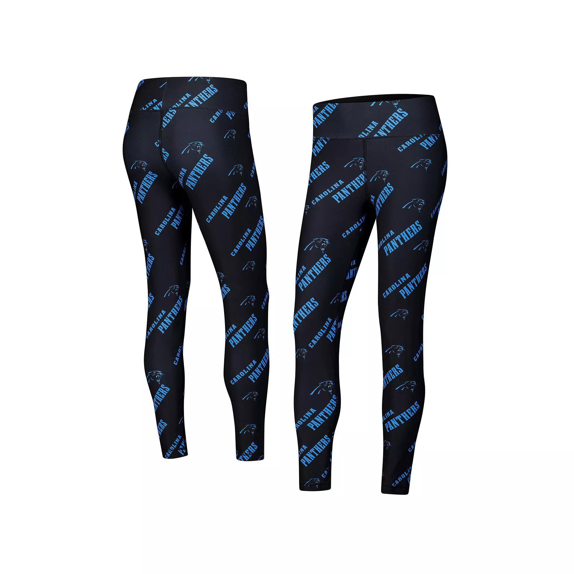 Women's Concepts Sport Black Carolina Panthers Breakthrough Allover Print Knit Leggings,  Product Image