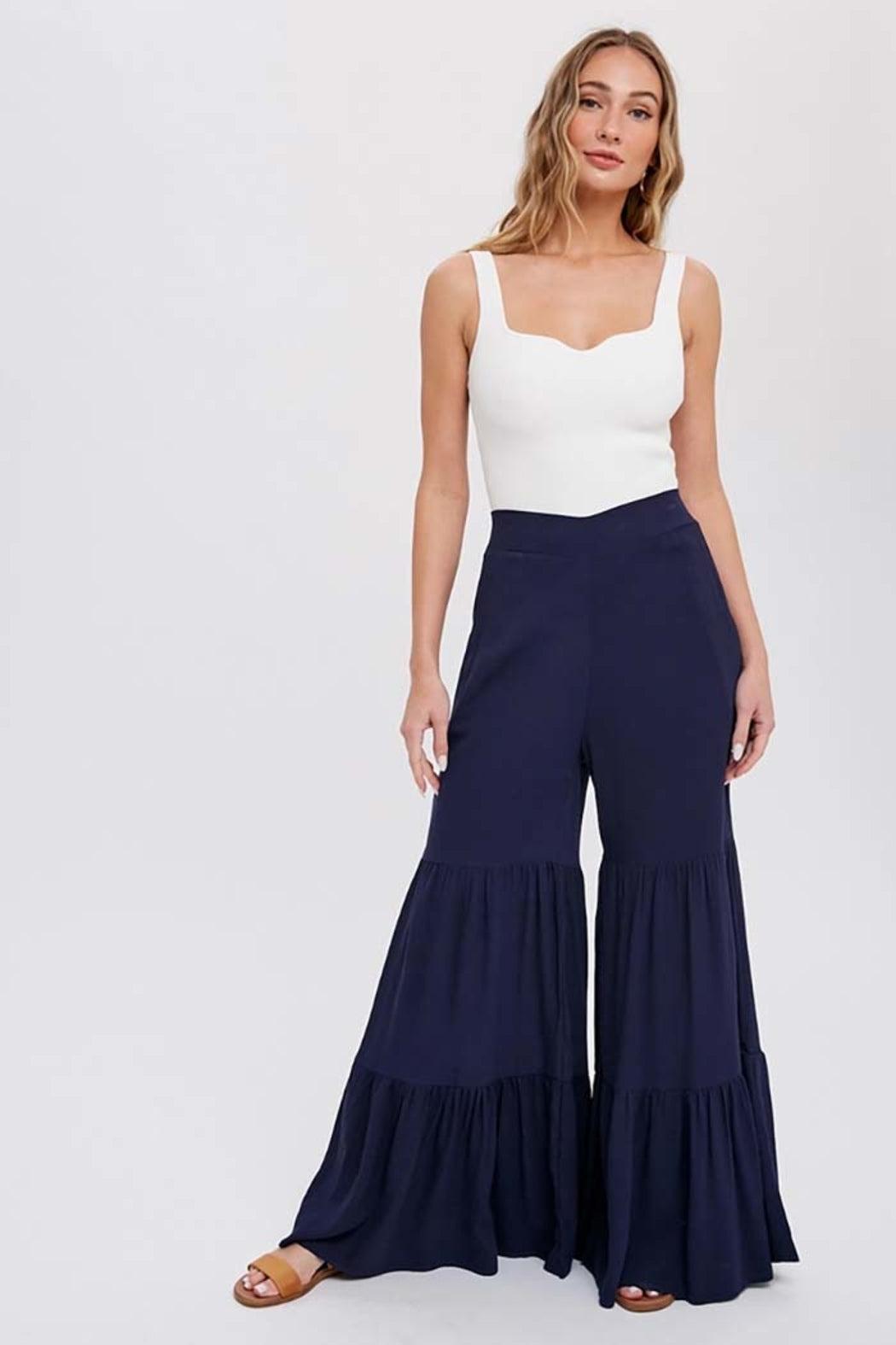 Tiered Ruffle Wide-Leg Pants Product Image