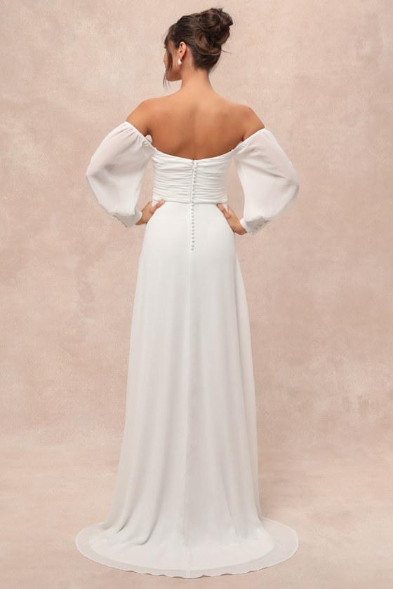 Adorna White Off-the-Shoulder Maxi Dress Product Image