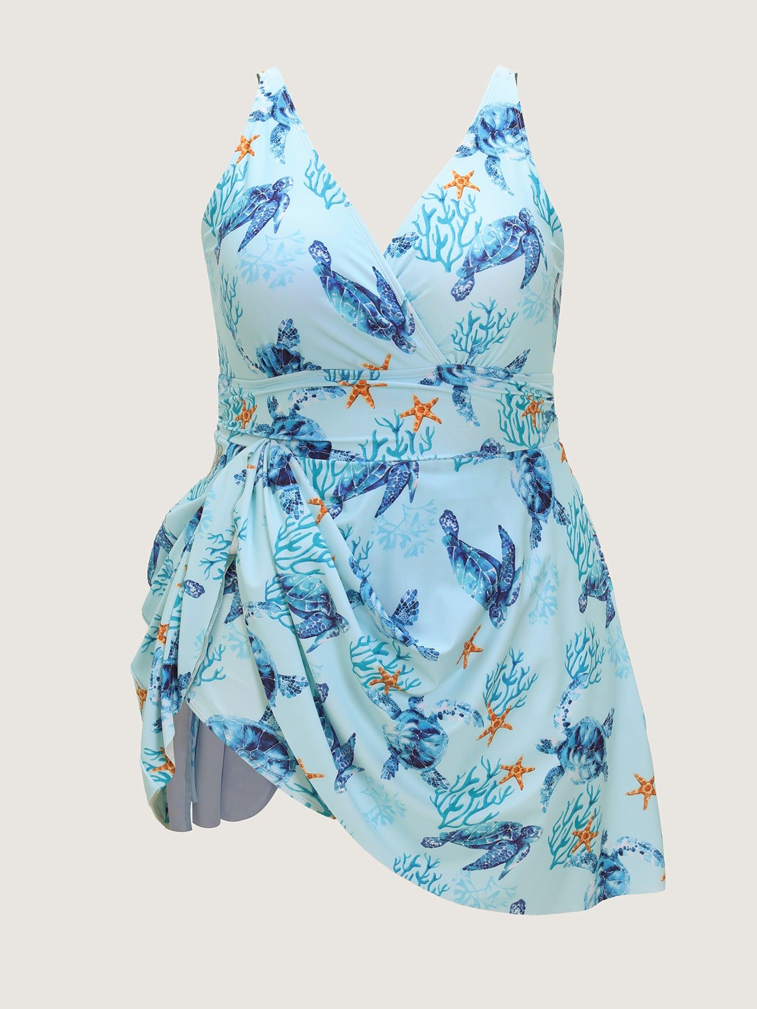 Sea Turtle Print Pockets Swim Dress Female Product Image