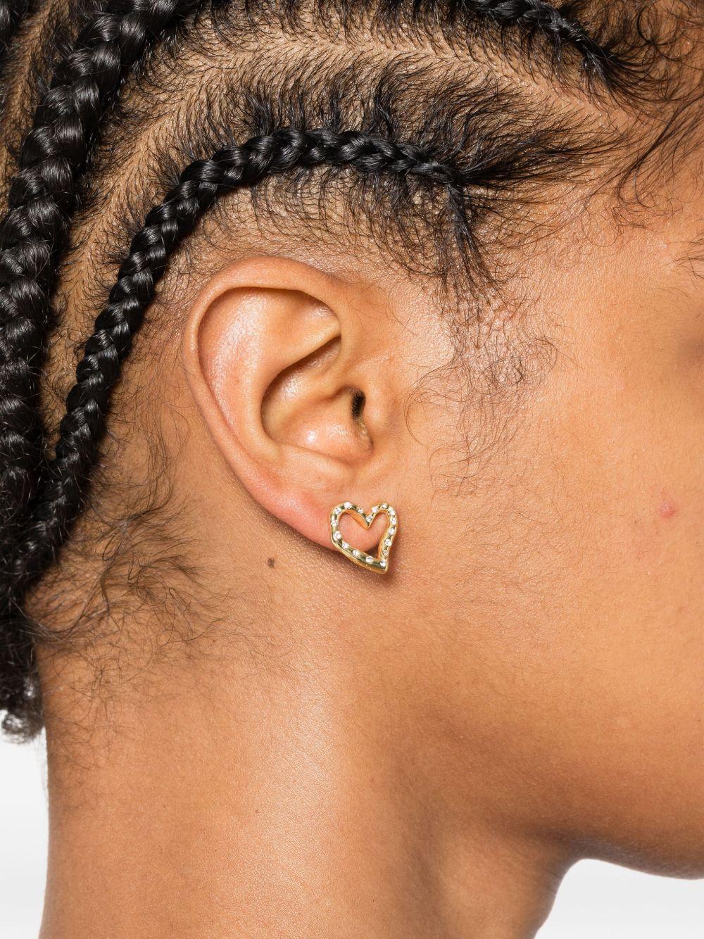 rhinestone-embellished heart-shaped earrings Product Image