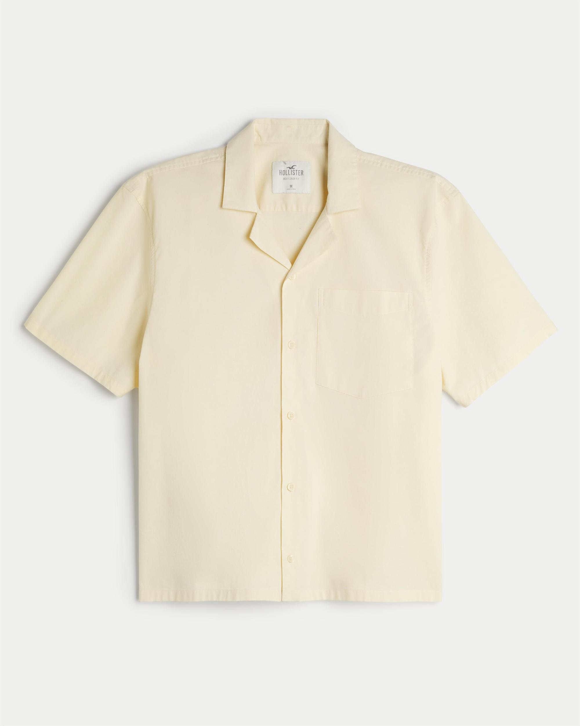 Boxy Cropped Short-Sleeve Poplin Shirt Product Image